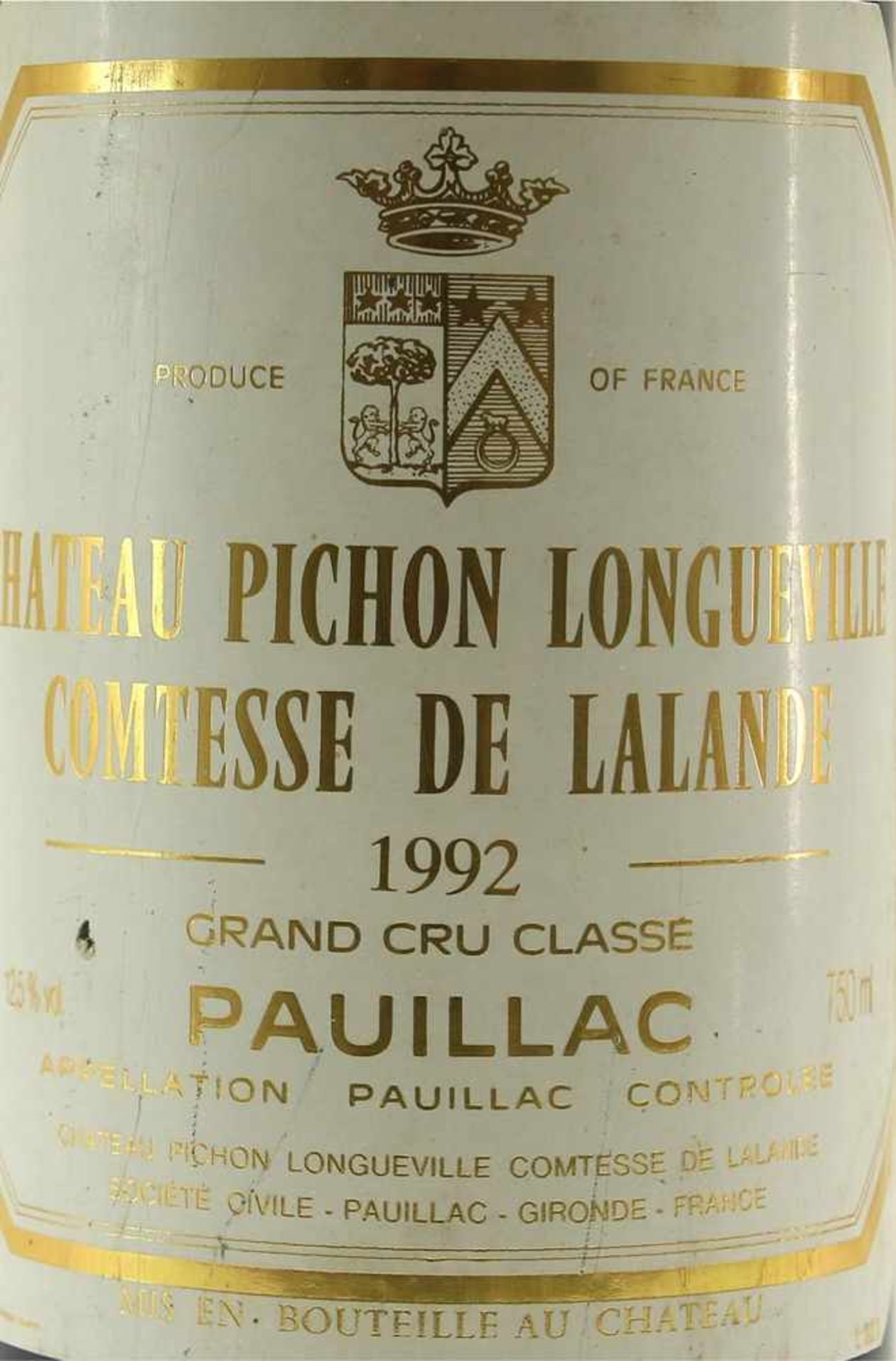 Chateau Pichon Longueville 1992Comtesse de Lalande 1986. Grand Cru Classé. 0,75 Liter Flasche. - Bild 2 aus 4