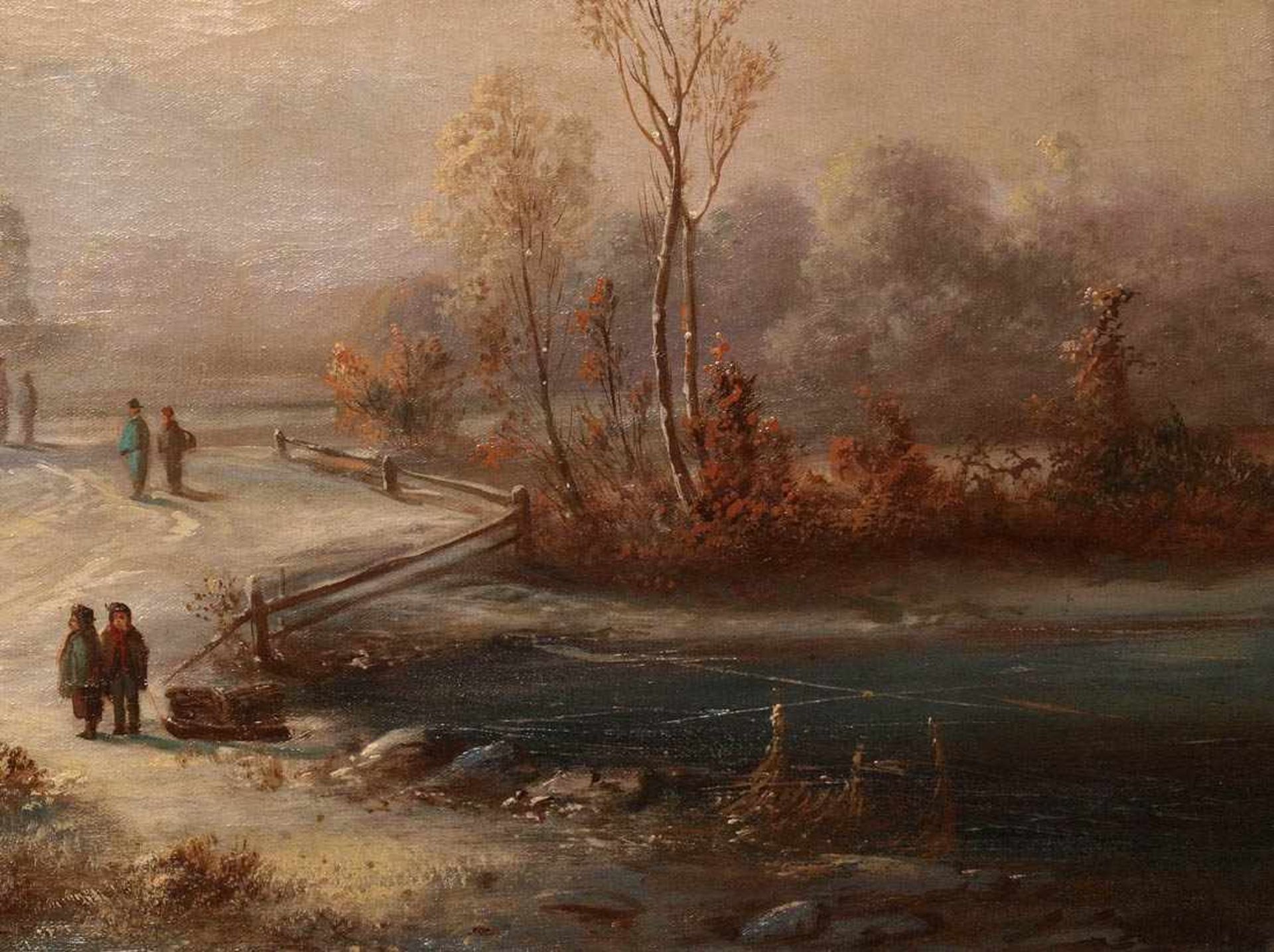 Gauermann, Jakob1773 Oeffingen - 1843 Miesenbach attr. Weite, winterliche Landschaft. Im Vordergrund - Bild 6 aus 14