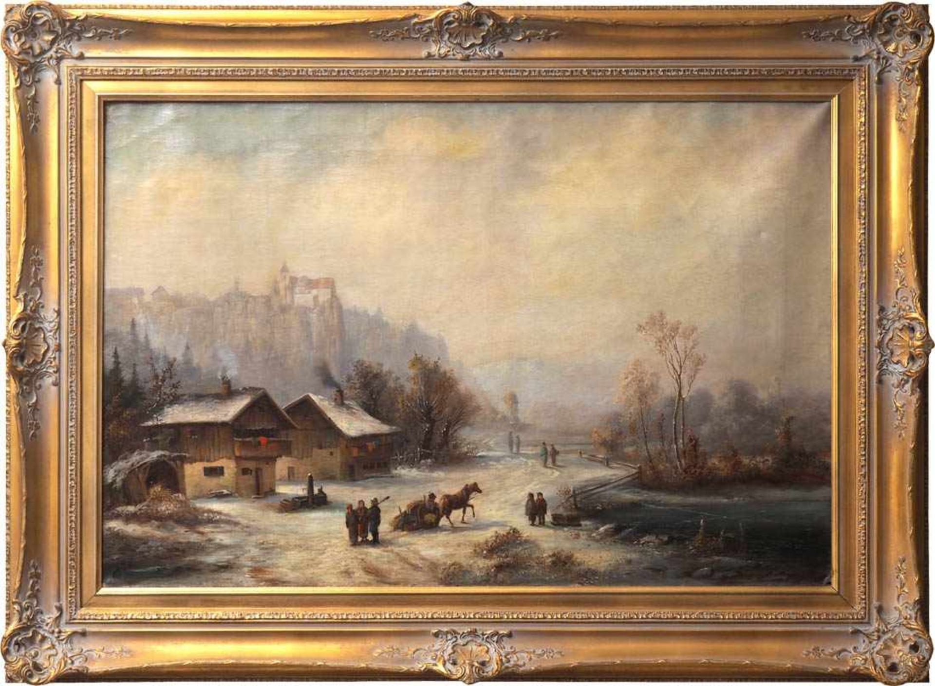 Gauermann, Jakob1773 Oeffingen - 1843 Miesenbach attr. Weite, winterliche Landschaft. Im Vordergrund - Bild 2 aus 14