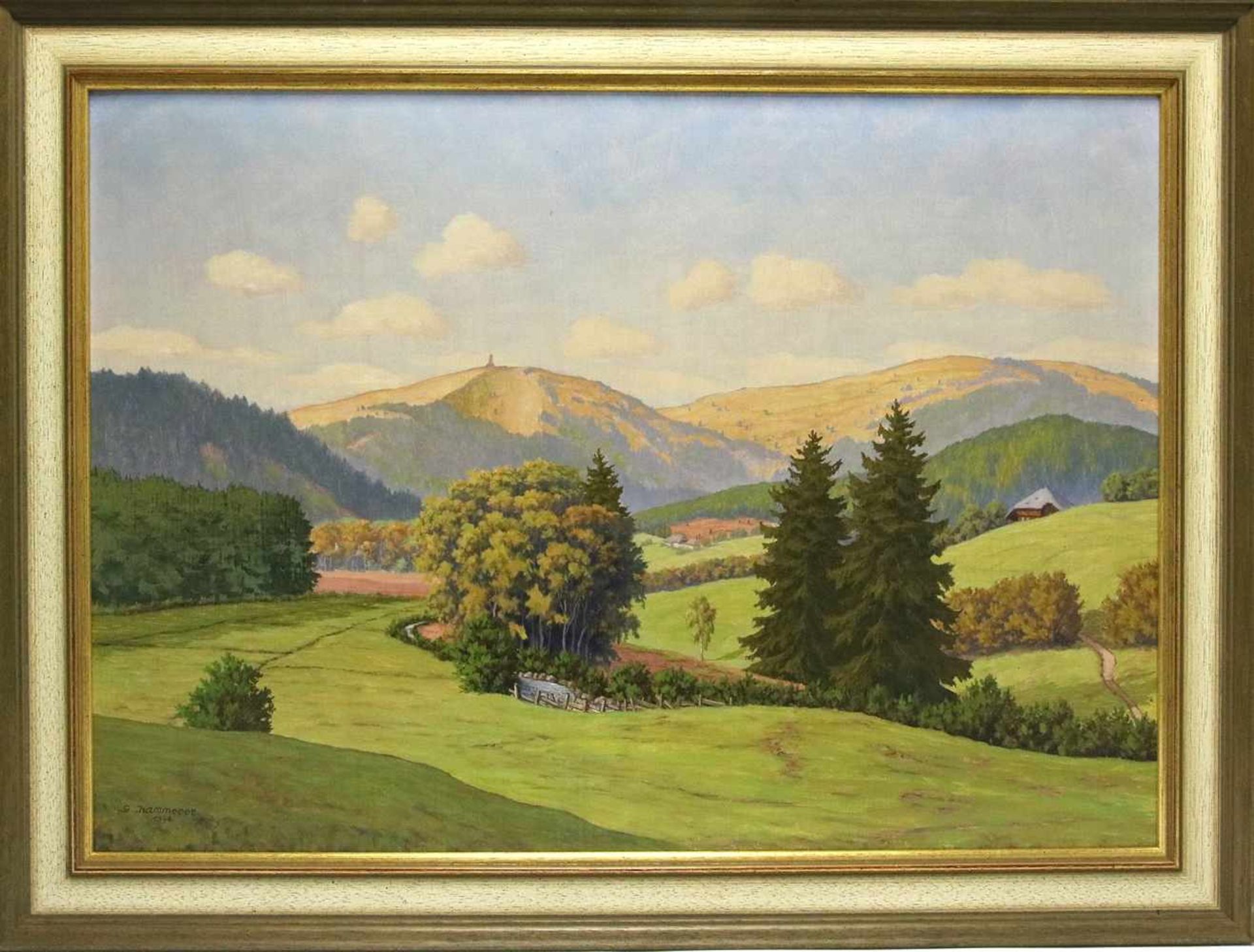 Kammerer, RolfSchwarzwaldmaler 20. Jh. Blick vom Bärental auf den Feldberg. Öl auf Platte. Unten - Image 2 of 4
