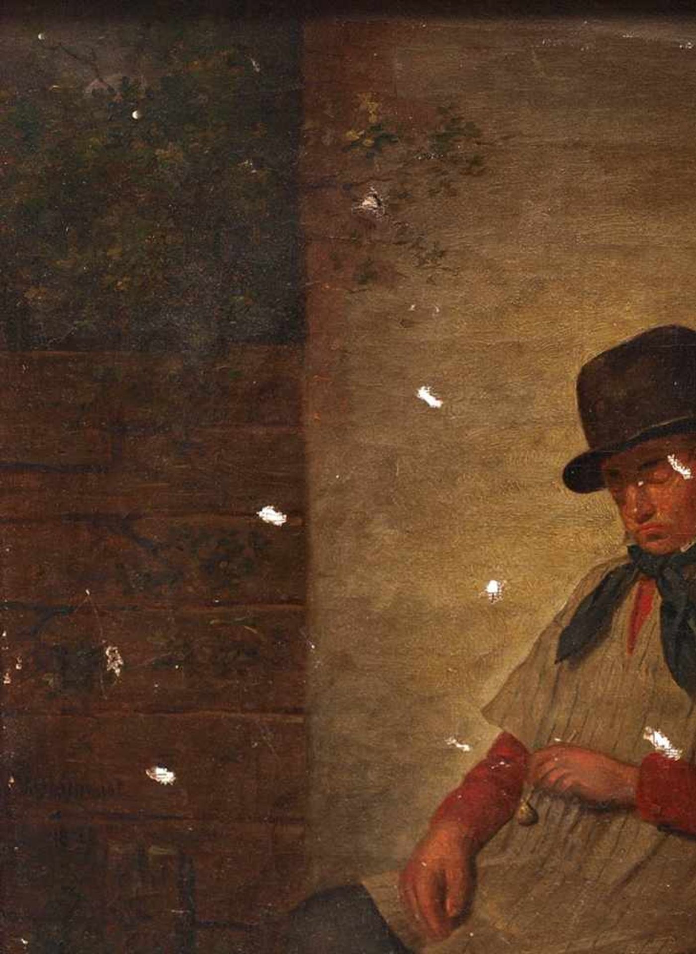 Schmidt, Willem Hendrik1809-1849. Schlafender Bauer, in der Hand seine erloschene Tonpfeife haltend. - Image 2 of 8