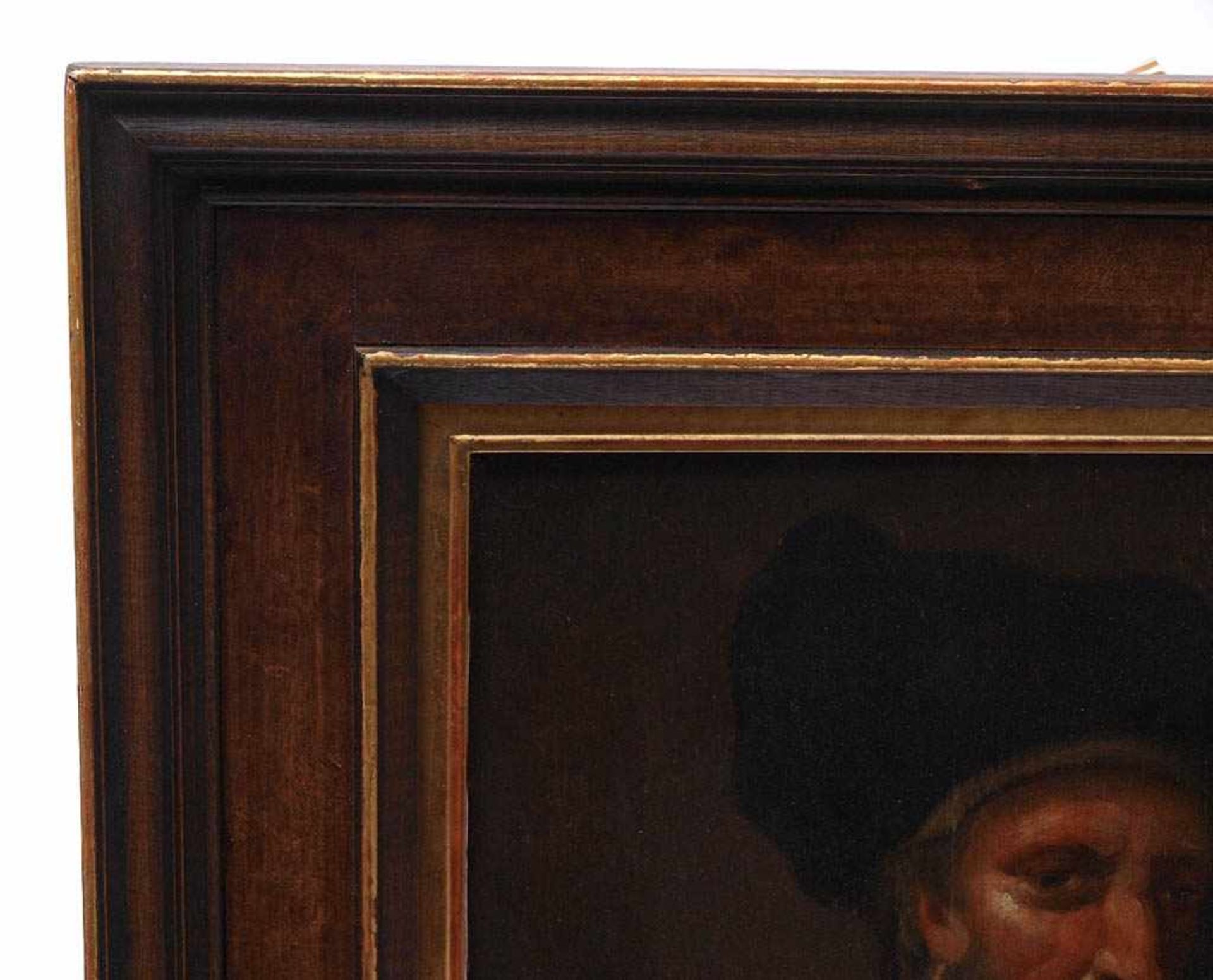 Zwei Portraits19. Jh. Bildnisse zweier alter Männer im Stil des 17. Jahrhunderts. Öl auf Holz, verso - Bild 7 aus 10