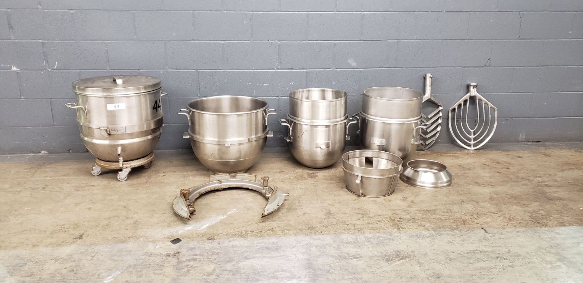 Lot of Hobart Mixer Bowls and Beaters, S/S