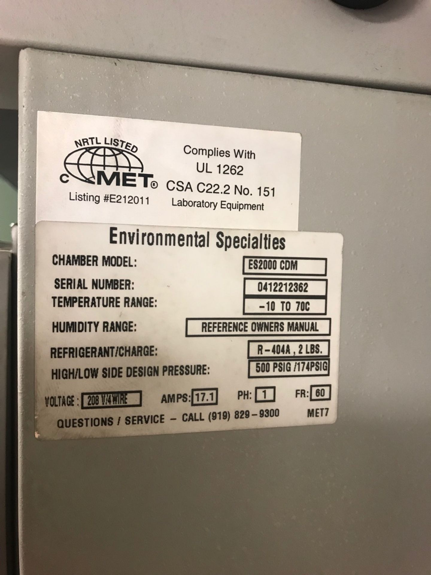 Environmental Specialties ES2000CDM Reach In Environmental Chamber **See Auctioneers Note** - Image 4 of 5