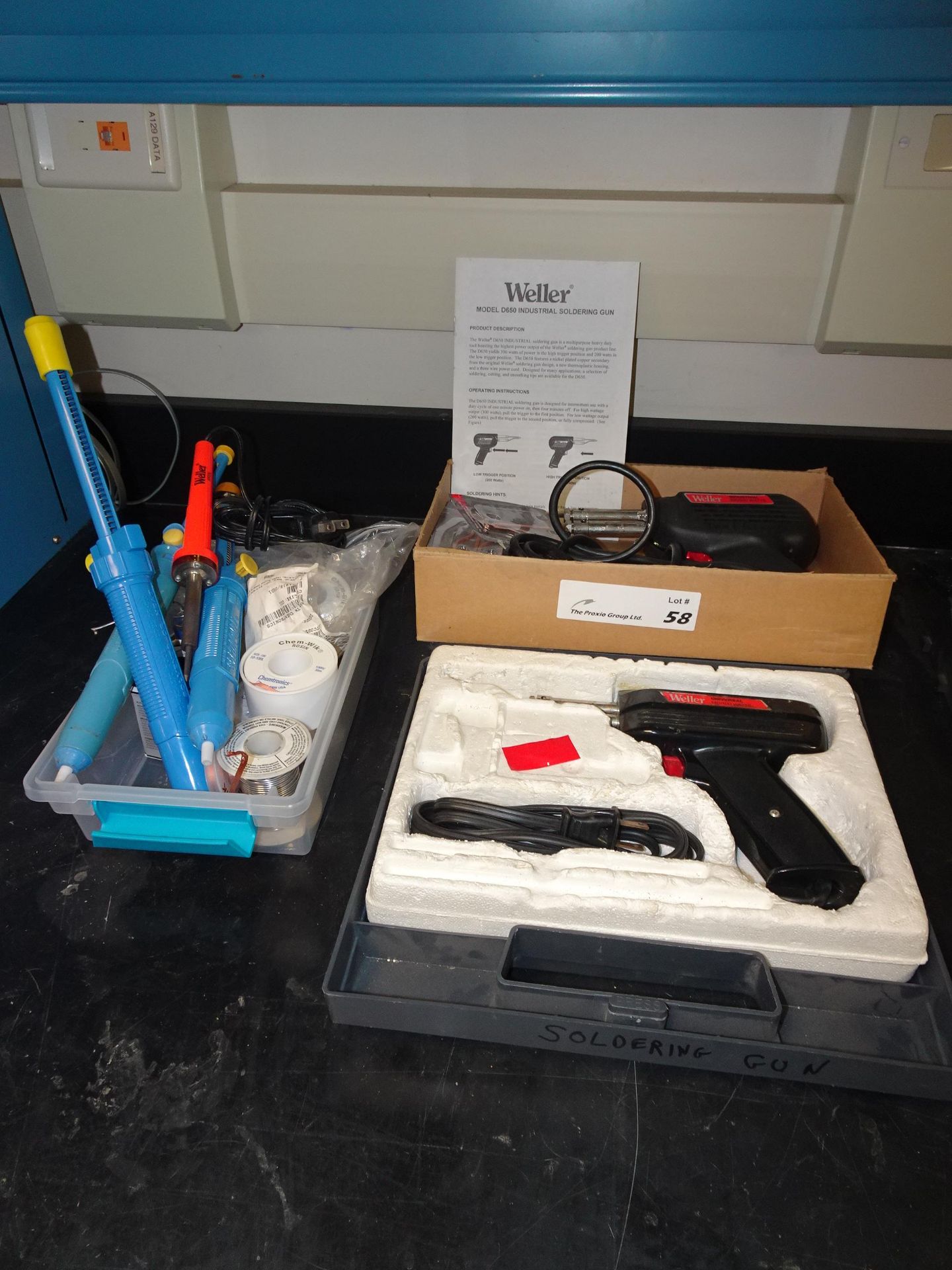 (1) Weller Model D650 300/200 Watt Soldering Gun, (1) Weller Model 8200 140/100 Watts Soldering Gun,