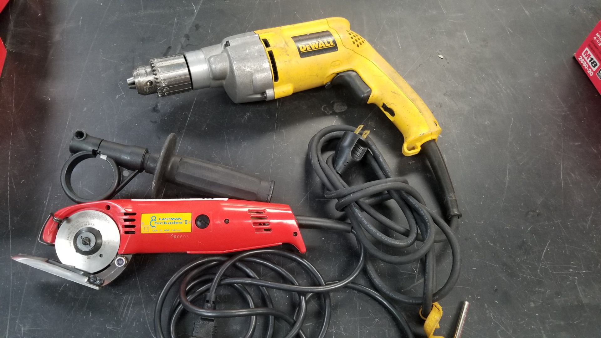 Dewalt Model DW2455 1/2" VSR Variable Speed Reversible Drill, (1) Eastman Chickadee II Rotary Shear