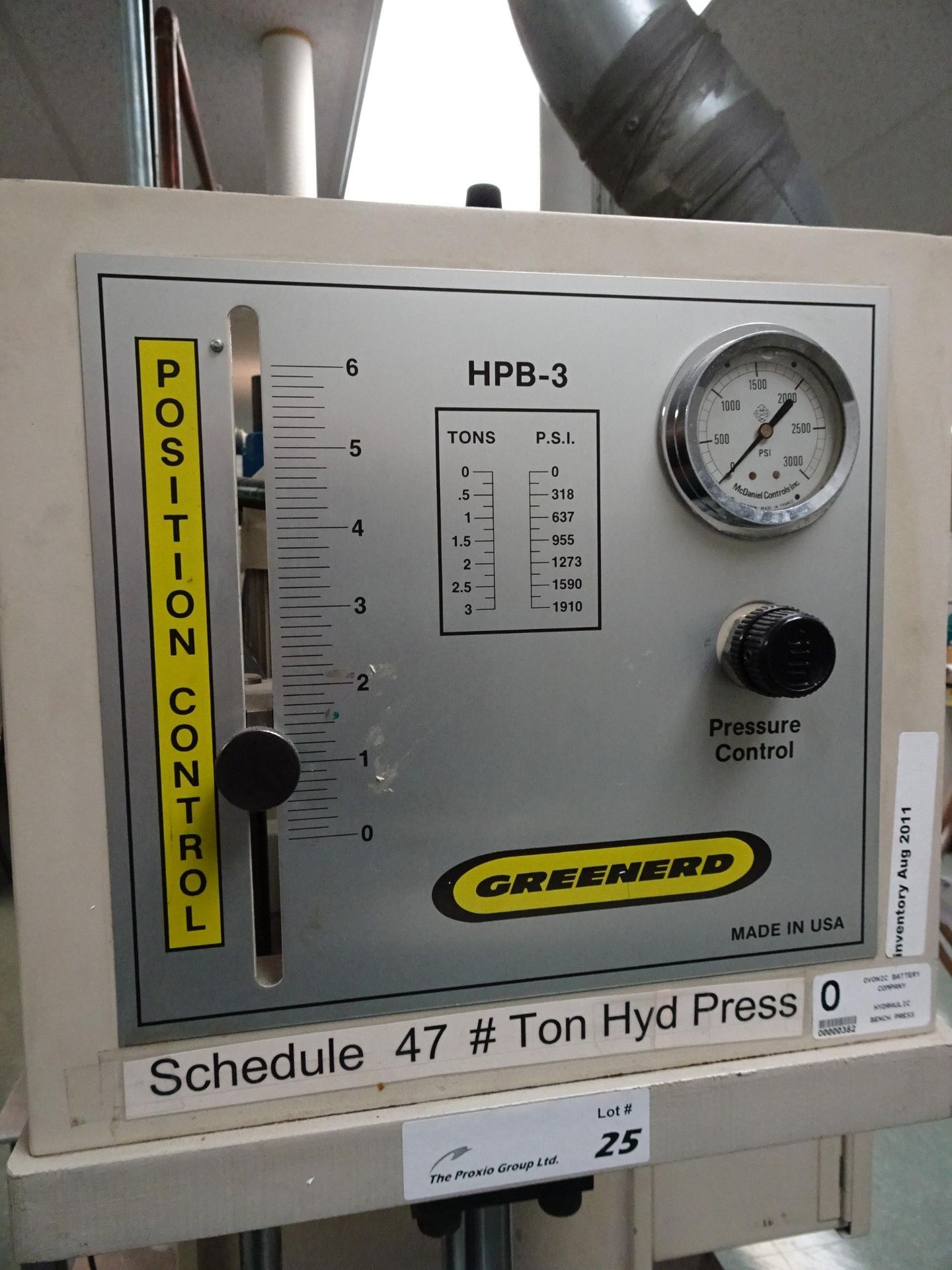 Greenerd HPB-3 3-Ton Capacity Hydraulic Press With Pedestal Base,  Max Stroke 6", Reservoir Capacity - Image 5 of 5