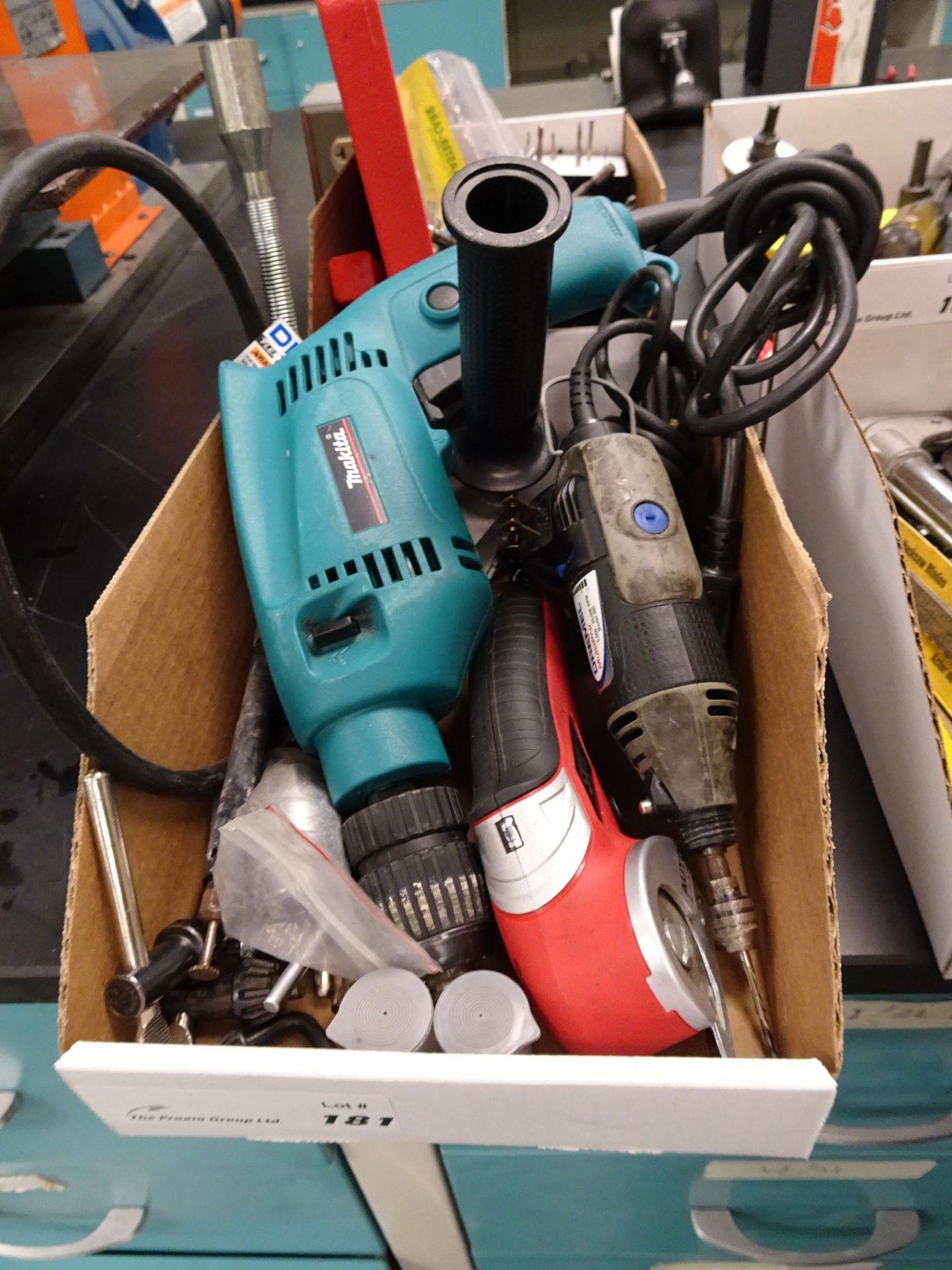 (1) Makita Model HP1501 Electric Drill, (1) Skil Model 2352 Cordless Rotary Shear Shear w/