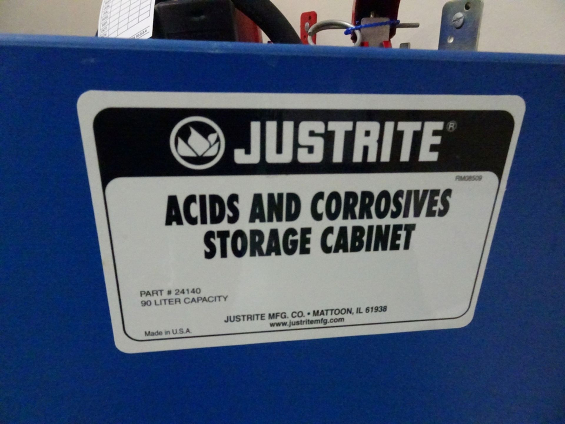 Justrite Model 24140 90 Liter Capacity 2-Door Acids And Corrosives Storage Cabinet - Image 2 of 2