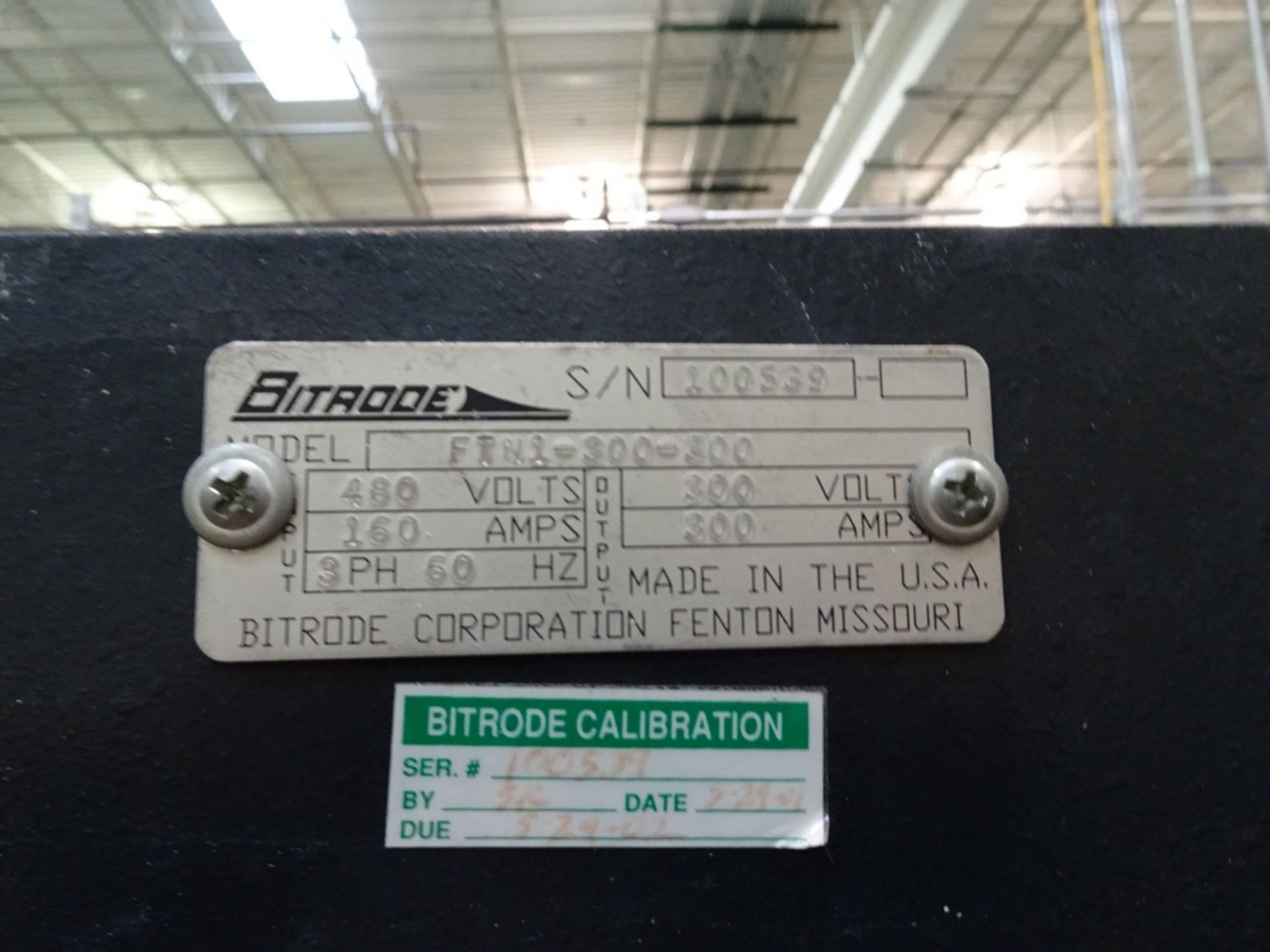 Bitrode Model FTN1-300-300 300VOLT 300AMP Battery Test Set S/N 100539 480 V, 3-Phase, 60 Hz, 160 - Image 3 of 3
