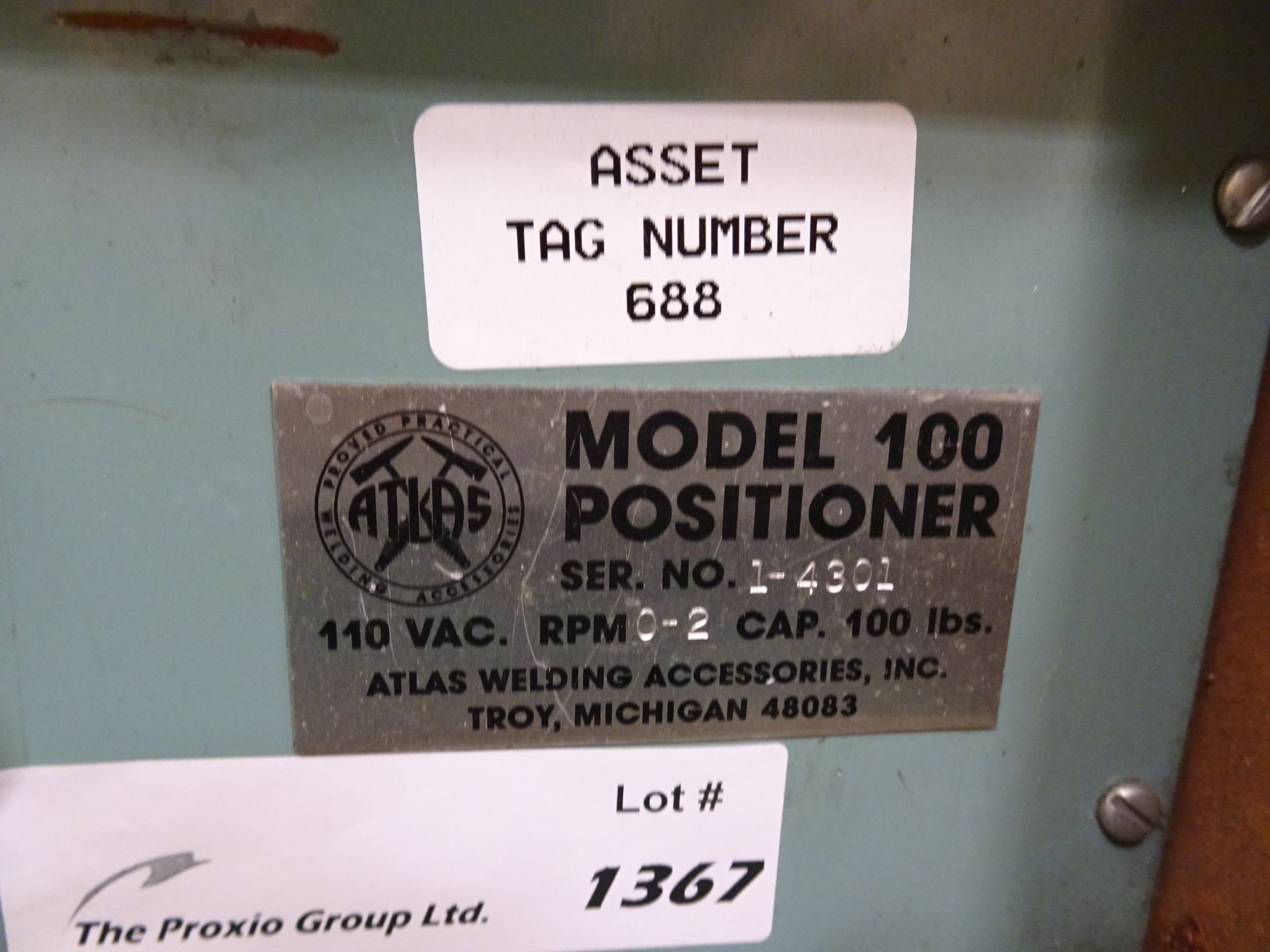 (1) Atlas Welding Accessories Model 100 Positioner With Associated 4 In. 3-Jaw Chuck - Image 2 of 2