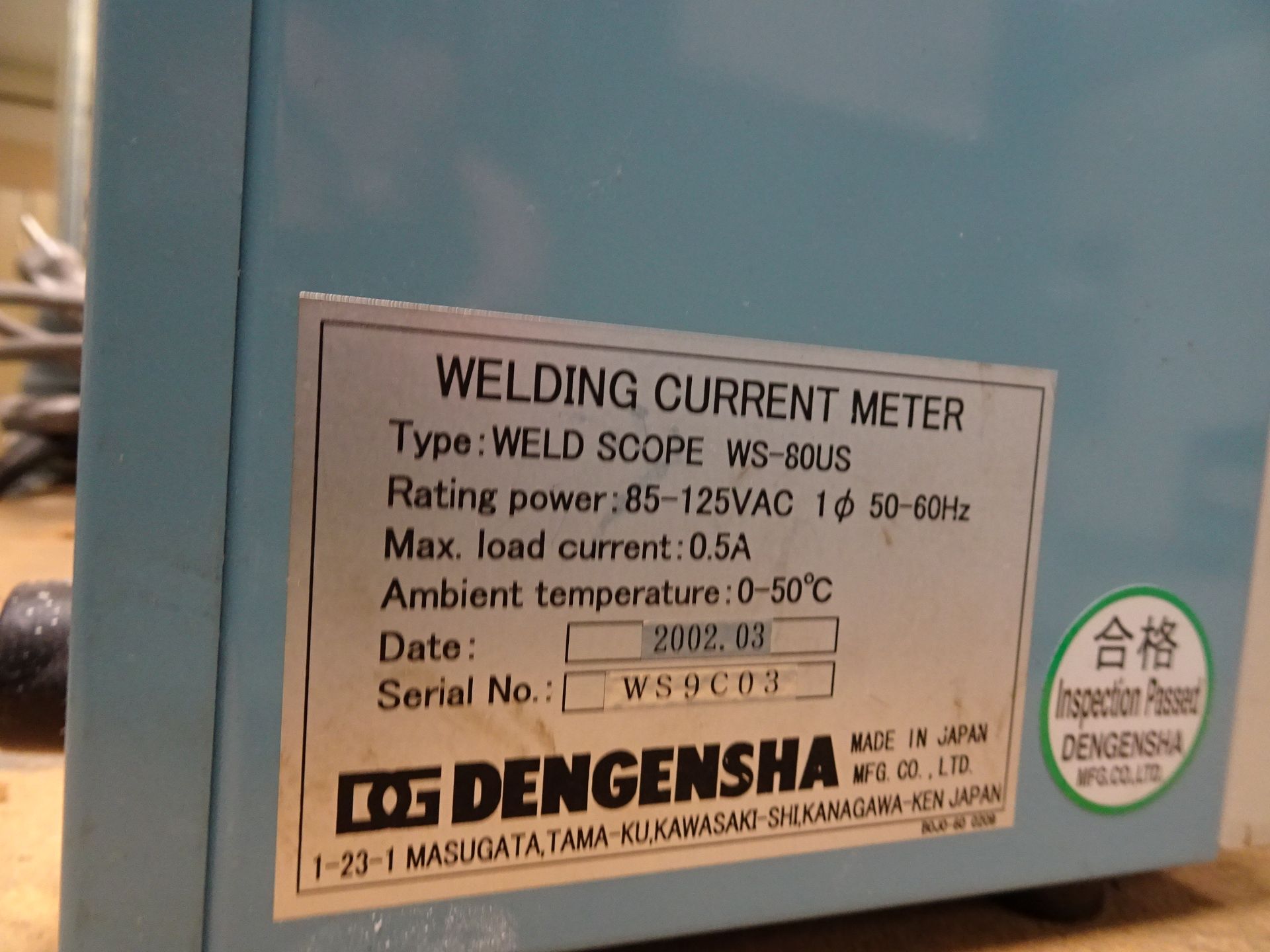 Dengensha Weld Scope Model WS-80US Spot Welder Monitoring System Temperature Ambient: 0-50 Degrees - Image 4 of 4