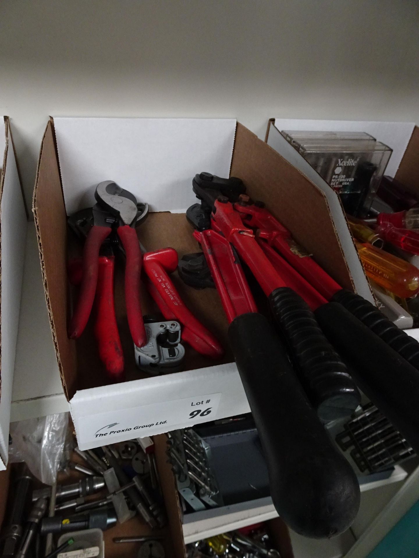 Lot Box of Klein Wire Cutters, Bolt Cutters