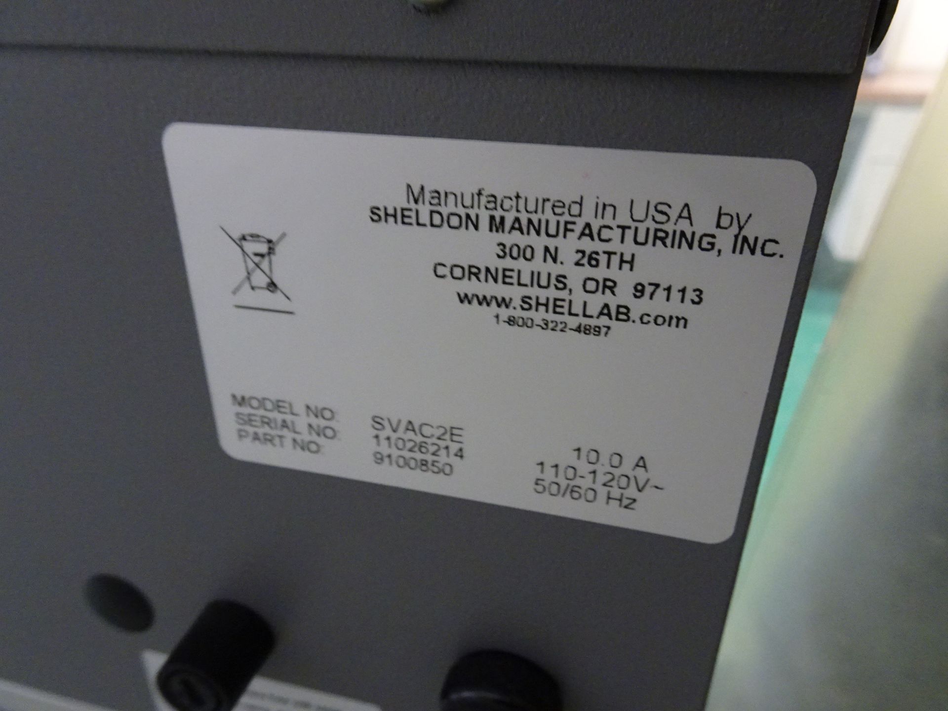 Sheldon MFG Shel-Lab Model SVAC2E Benchtop Vacuum Oven, Part Number 9100850, 110-120V,1ph, 50/ - Image 4 of 4