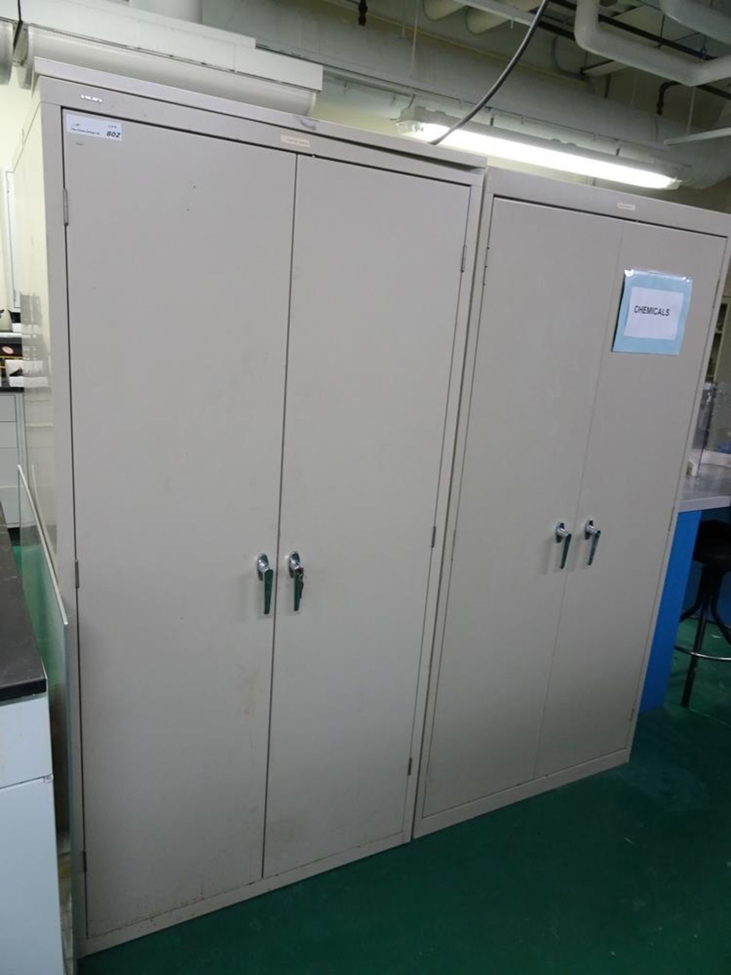 (1) Lot of (2) 2-Door Metal Storage Cabinets With National Instruments Backplane With Associated