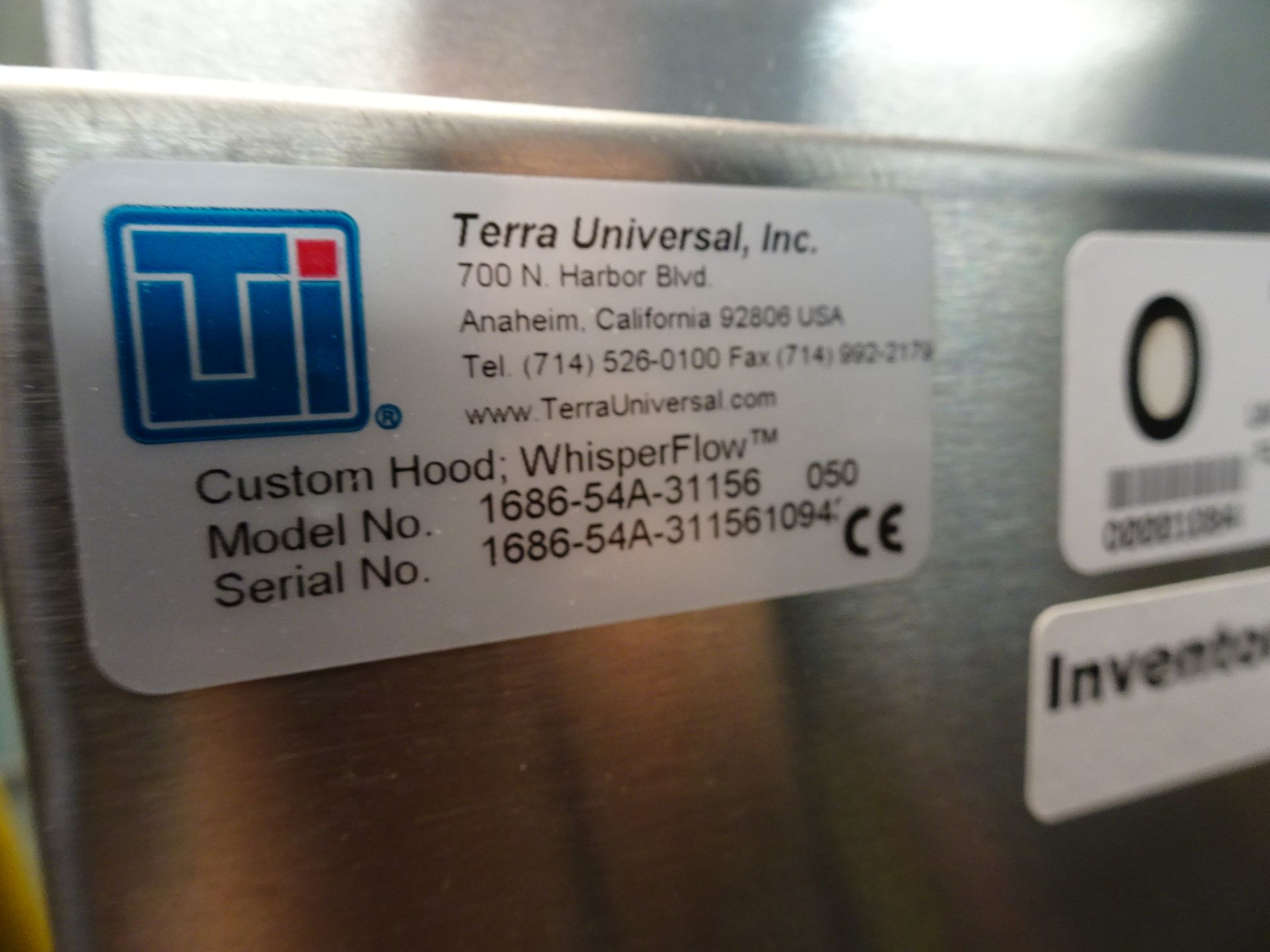 Terra Universal Model 1686-54A-31156 050 Wisper Flow Ss 72" X 24" Hood With 84" X 30" Stainless - Bild 4 aus 4