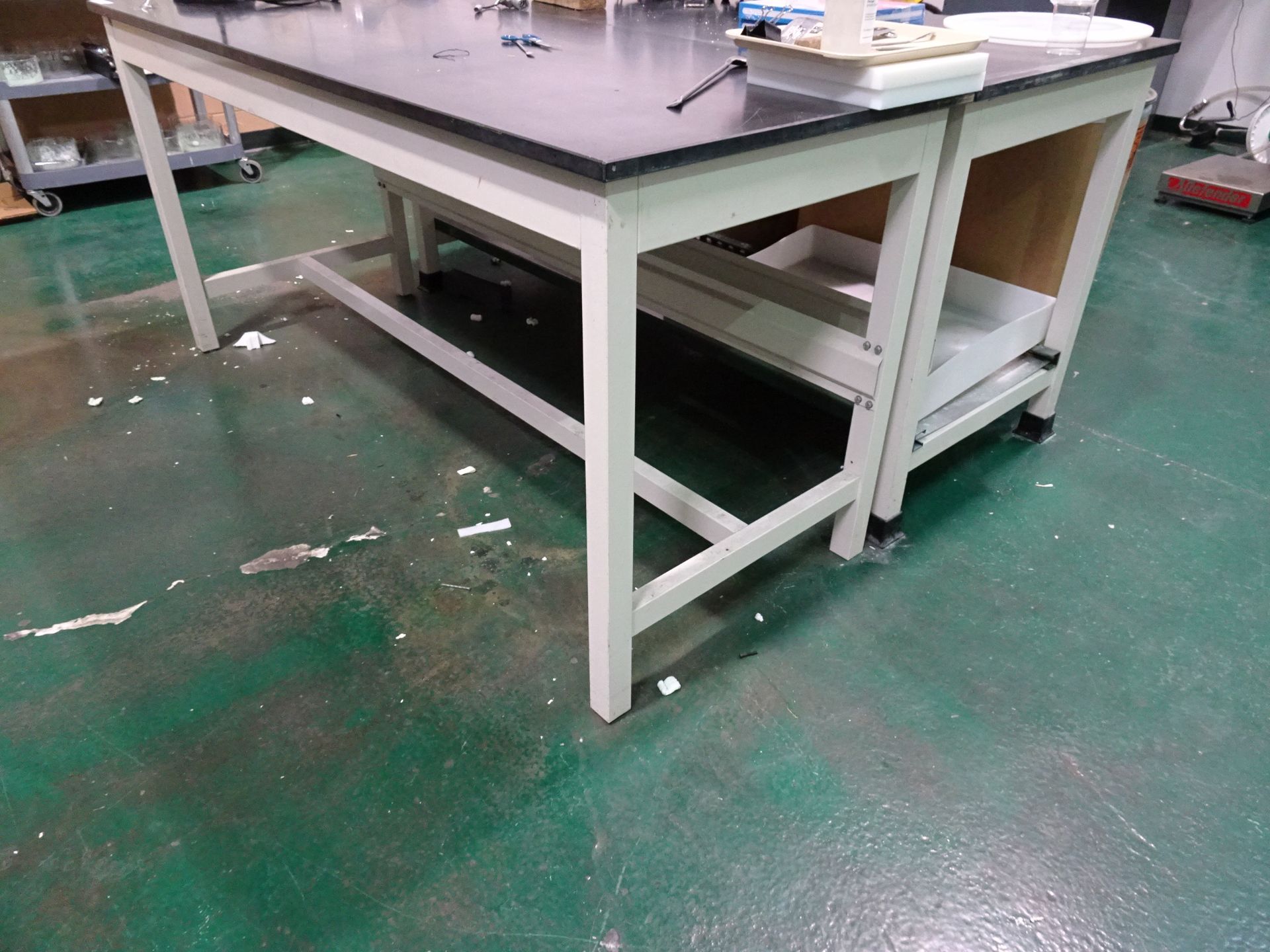 (2) 72" x 30" Epoxy Top Work Benches, (1) 60" x 30" Butcher Block Top Work bench With Lower