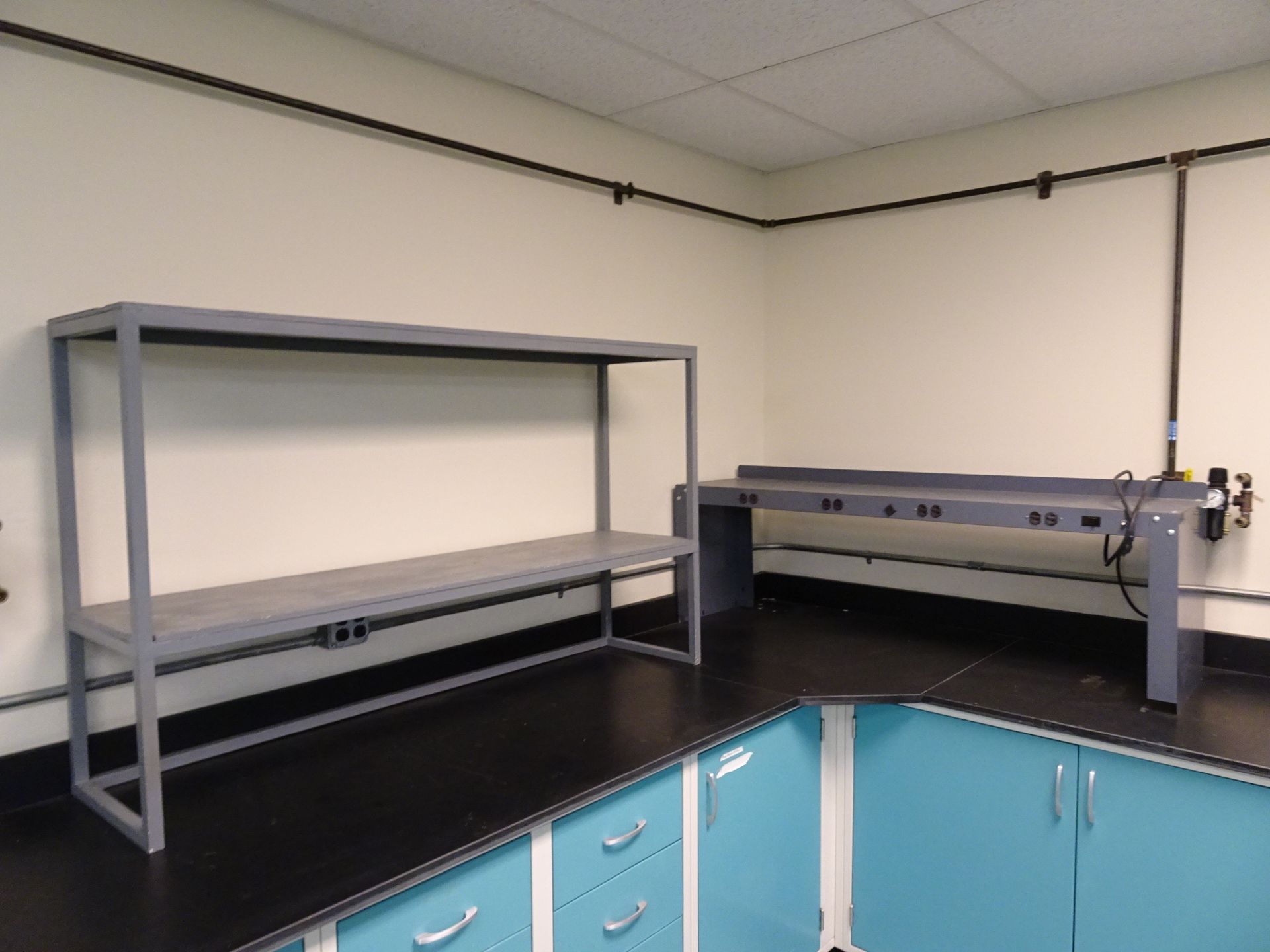 60" x 30" Steel Workbench w/ Lower Cabinetry, (1) 2-Tier Steel Rack, (2) Benchtop Shelves, (2) Lab - Image 2 of 4