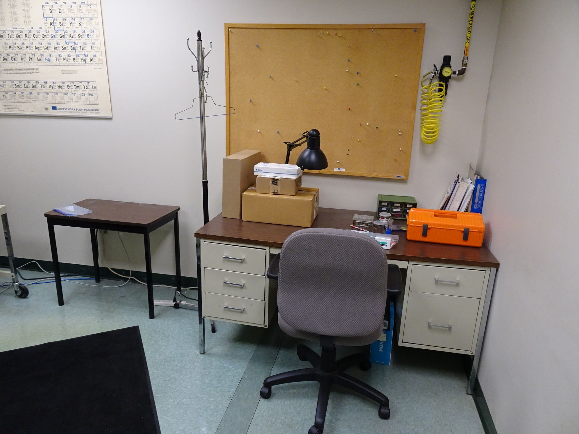 (2) Steel Case Desks, (2) Printer Stands, (2) 5-Wheel Castered Chairs, And Associated Coat Rack, ( - Image 2 of 2