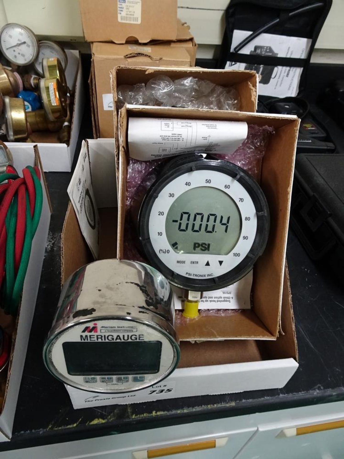 (2) PSI-Tronix Inc. Model PG10000 Range 20G Digital Pressure Gauges (In Boxes), Merriam