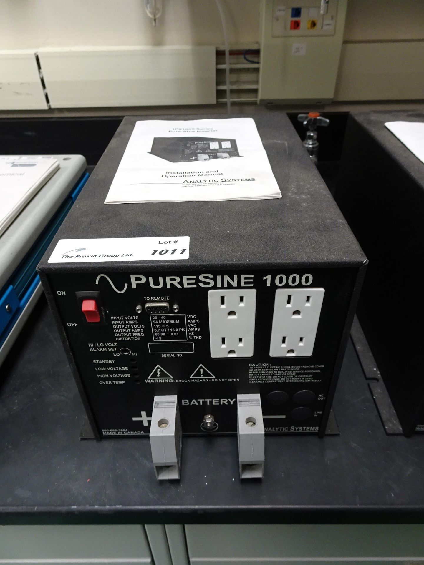 (1) Analytic Systems Pure Sine 1000 IPS 1000 Series Inverter Input Voltage 20-40 V DC, Input Amps 94