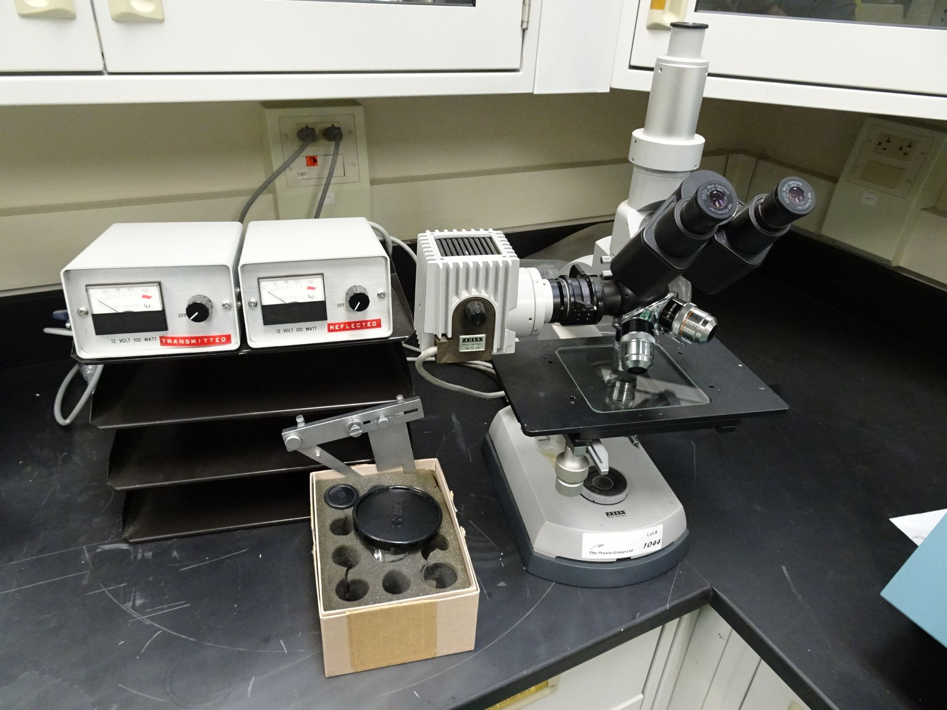 (1) Zeiss Trinoculor Microscope Complete With (2) Zeiss 12.5x Eye Pieces, (1) Epiplan-HD8X/0.2
