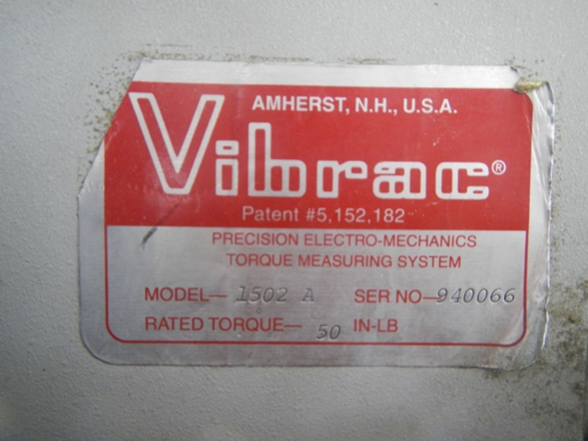 Vibrac cap torque tester, model 1520A, rated 50# with controls, serial# 940066. - Image 7 of 7