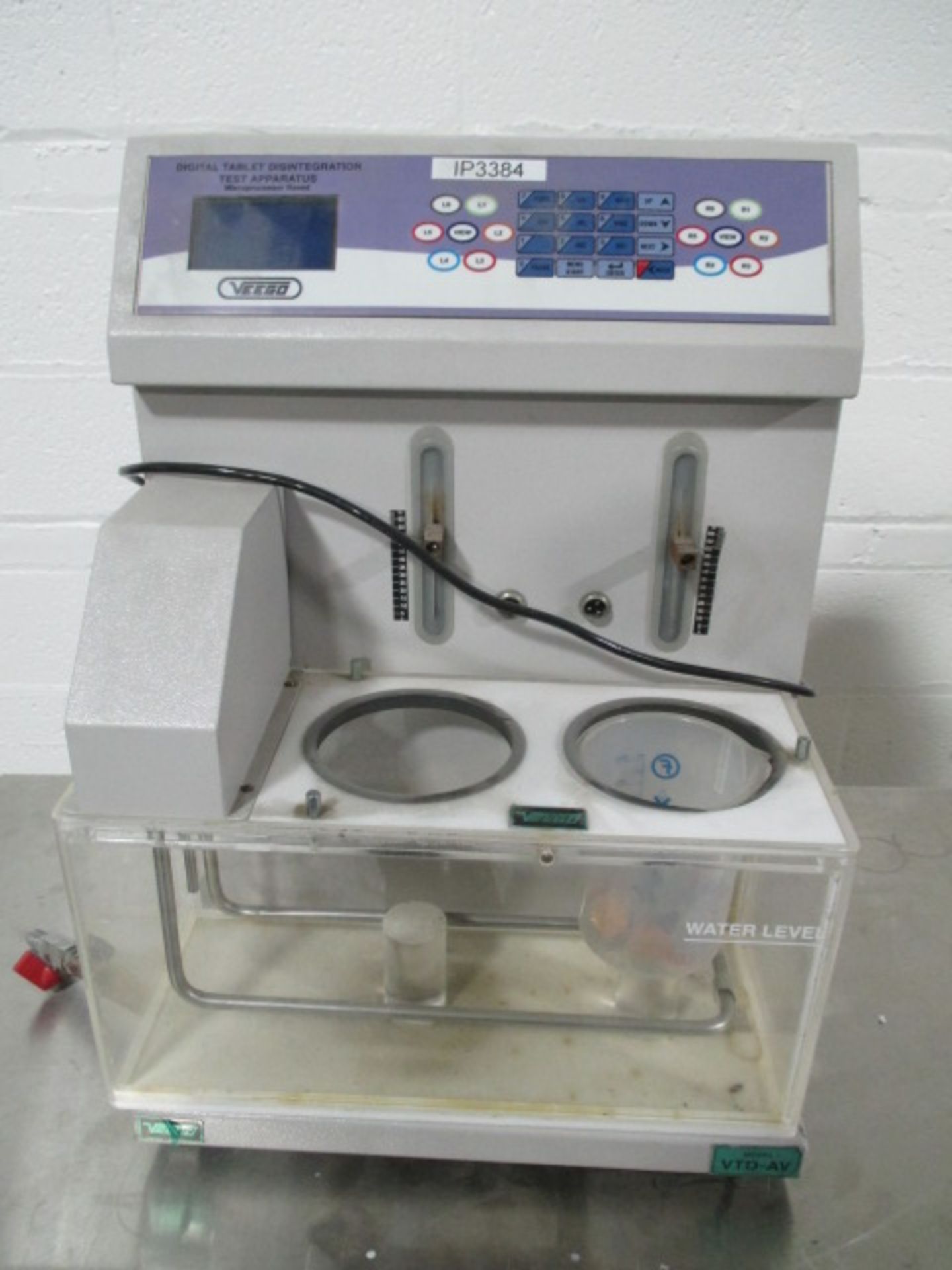 Veego tablet disintegration tester, type VTD-AV, two sample stations, with controls and display,