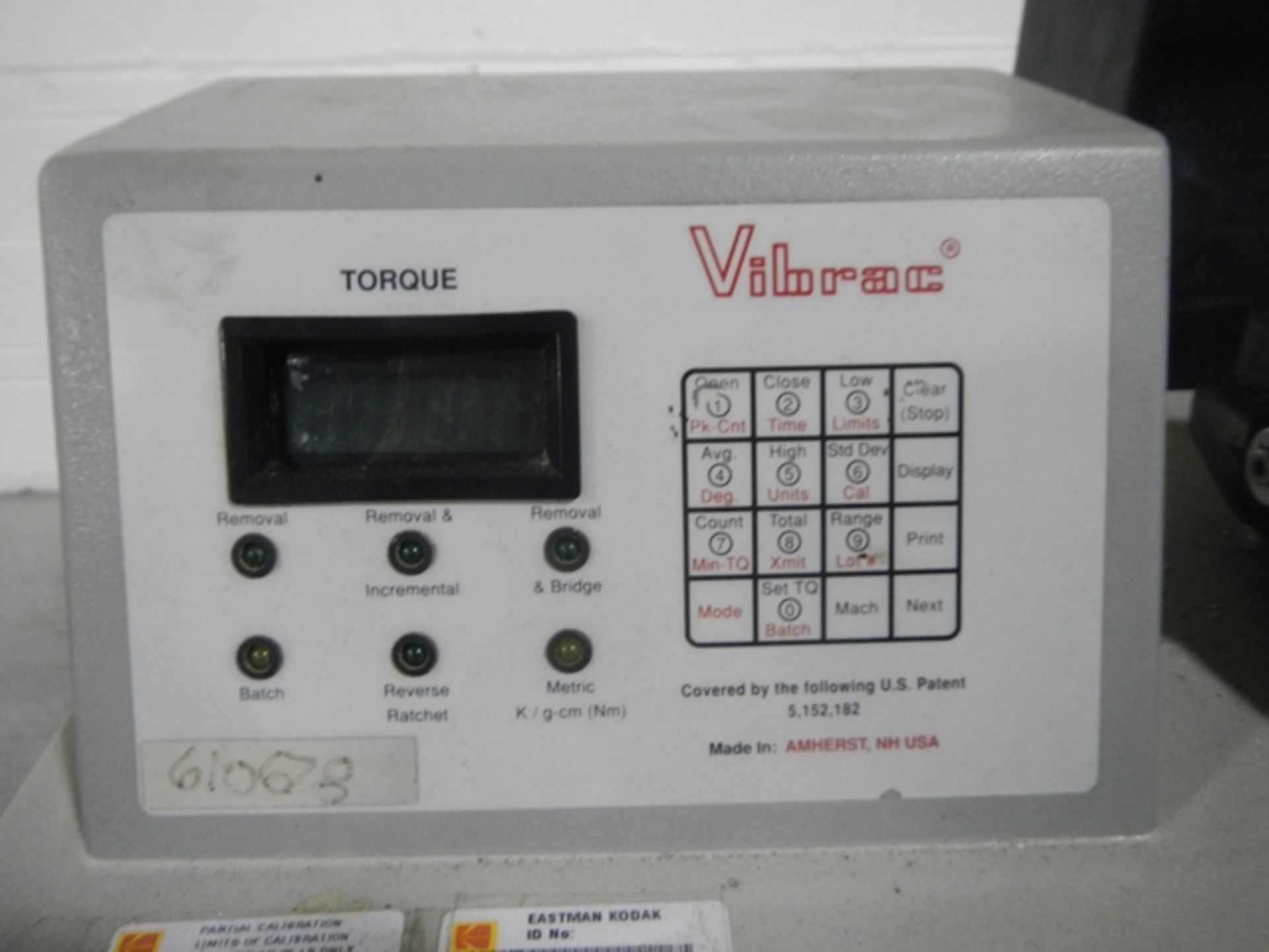 Vibrac cap torque tester, model 1520A, rated 50# with controls, serial# 940066. - Image 6 of 7