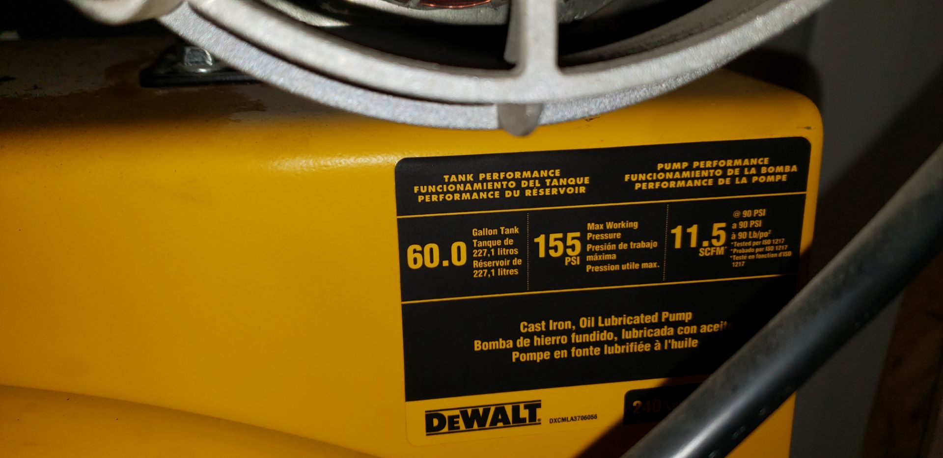 DEWALT VERTICAL AIR COMPRESSOR 220Volt 155 PSI - Image 5 of 5