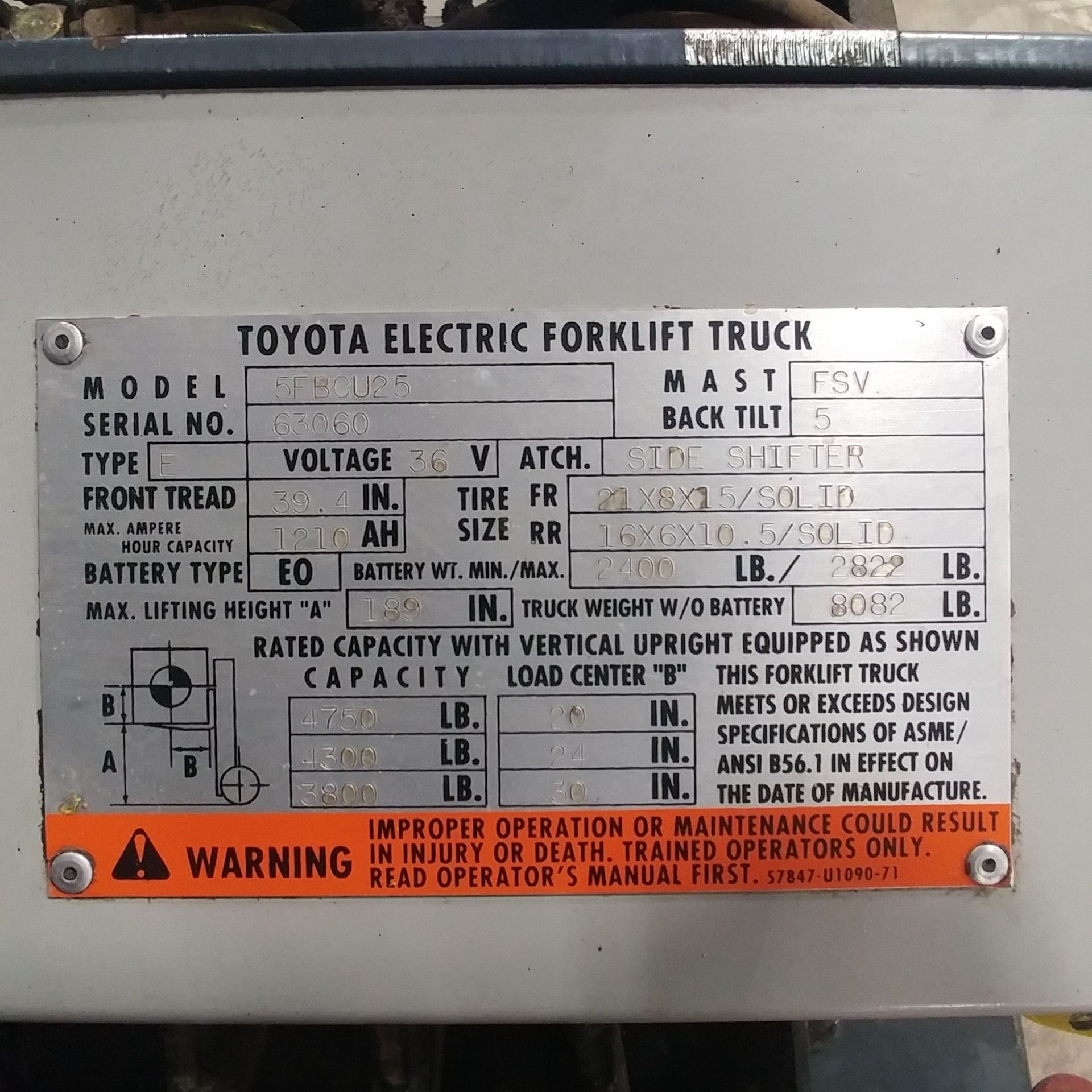 Toyota Electric Forklift Truck - 3 Stage - c/w chargers - 5000 lb capacity - Image 8 of 28