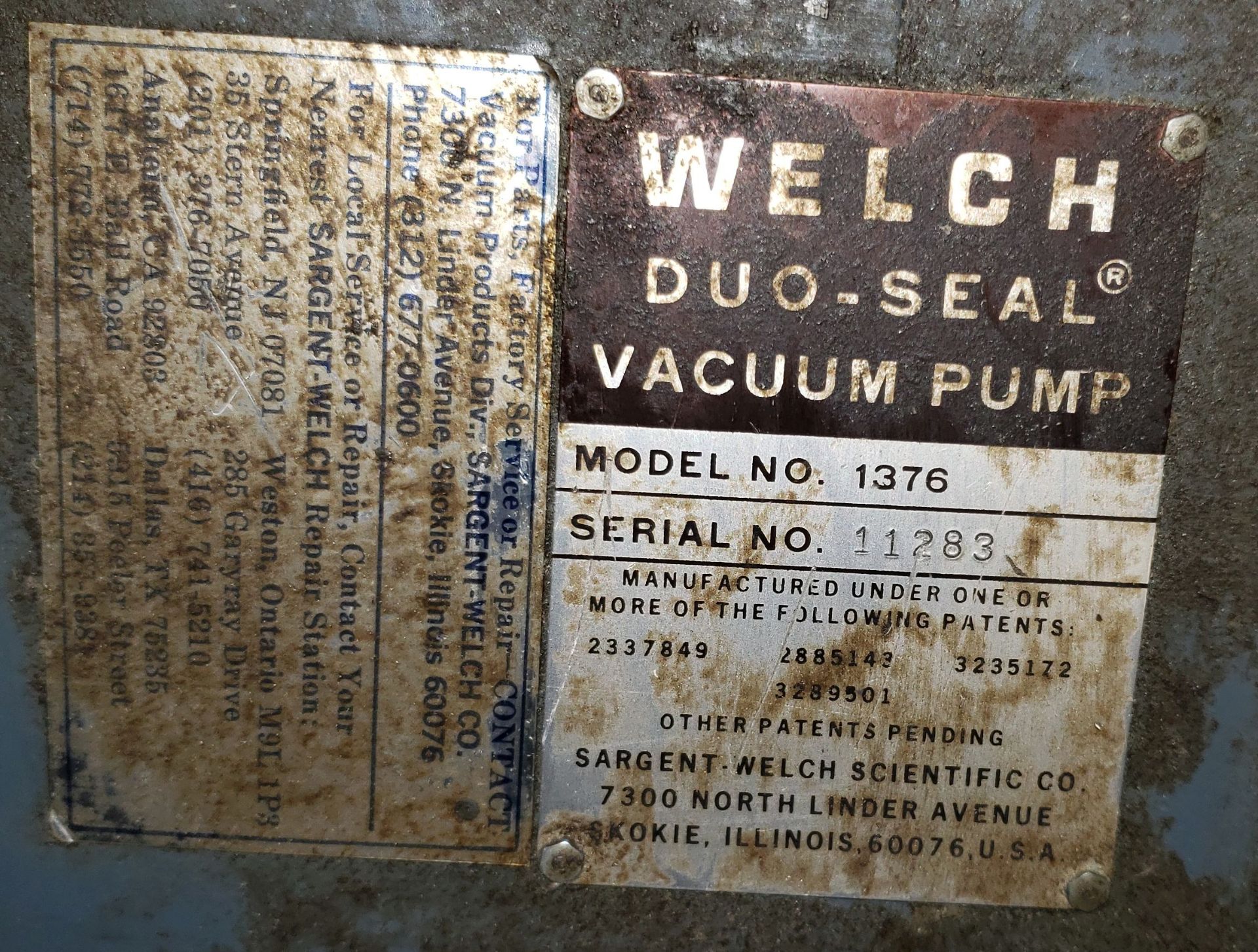 Welch Duo-Seal Vacuum Pump, Model 1376 - Image 6 of 6