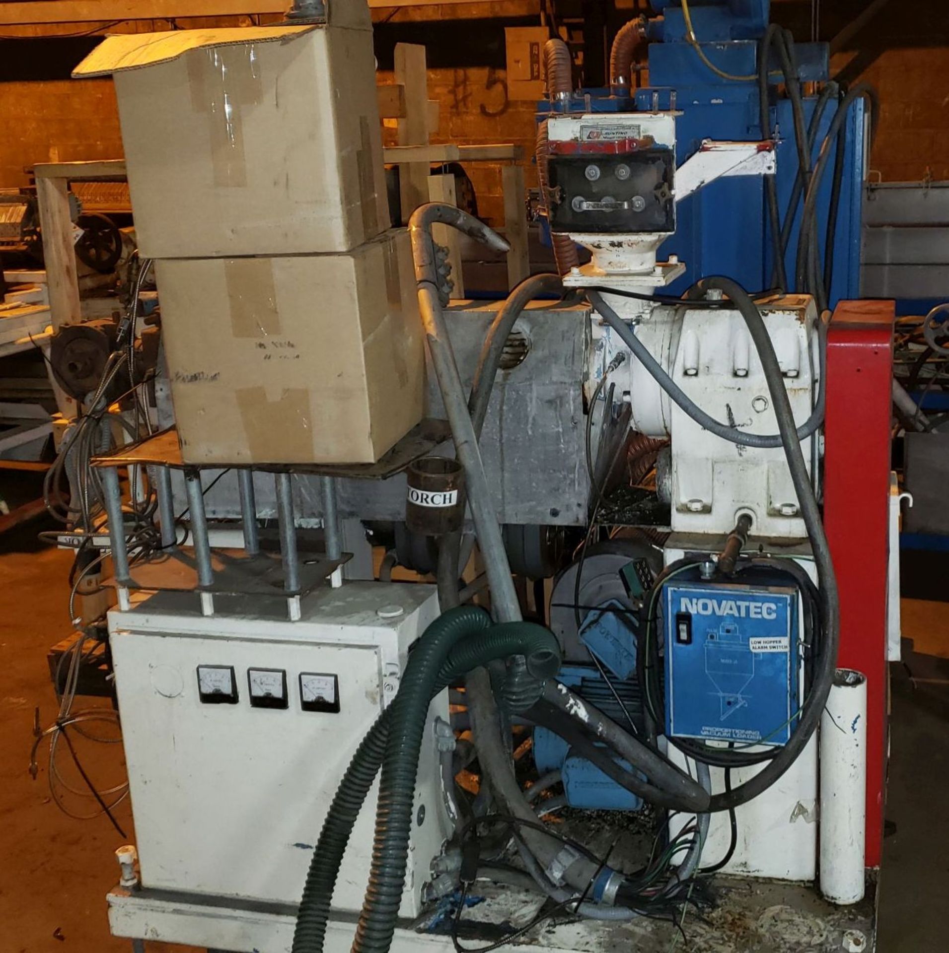 Novatec hopper dryer, model MDM-50A, 460 volt with 200# hopper with loader, 1.5" Killion extruder, - Image 12 of 14