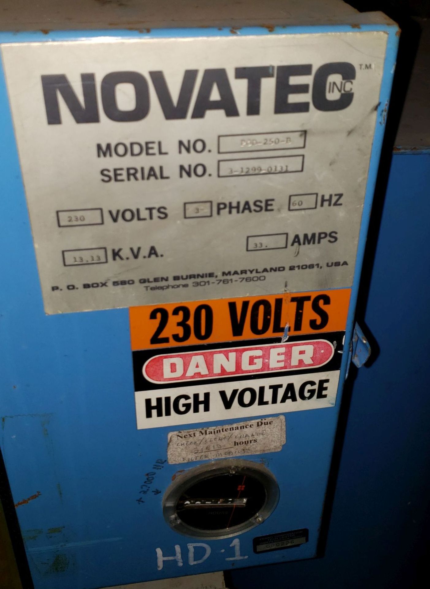 Novatech hopper dryer system, model POD-250-B, rated 250 CFM, with blower, controls, 230 volt, with - Image 4 of 5