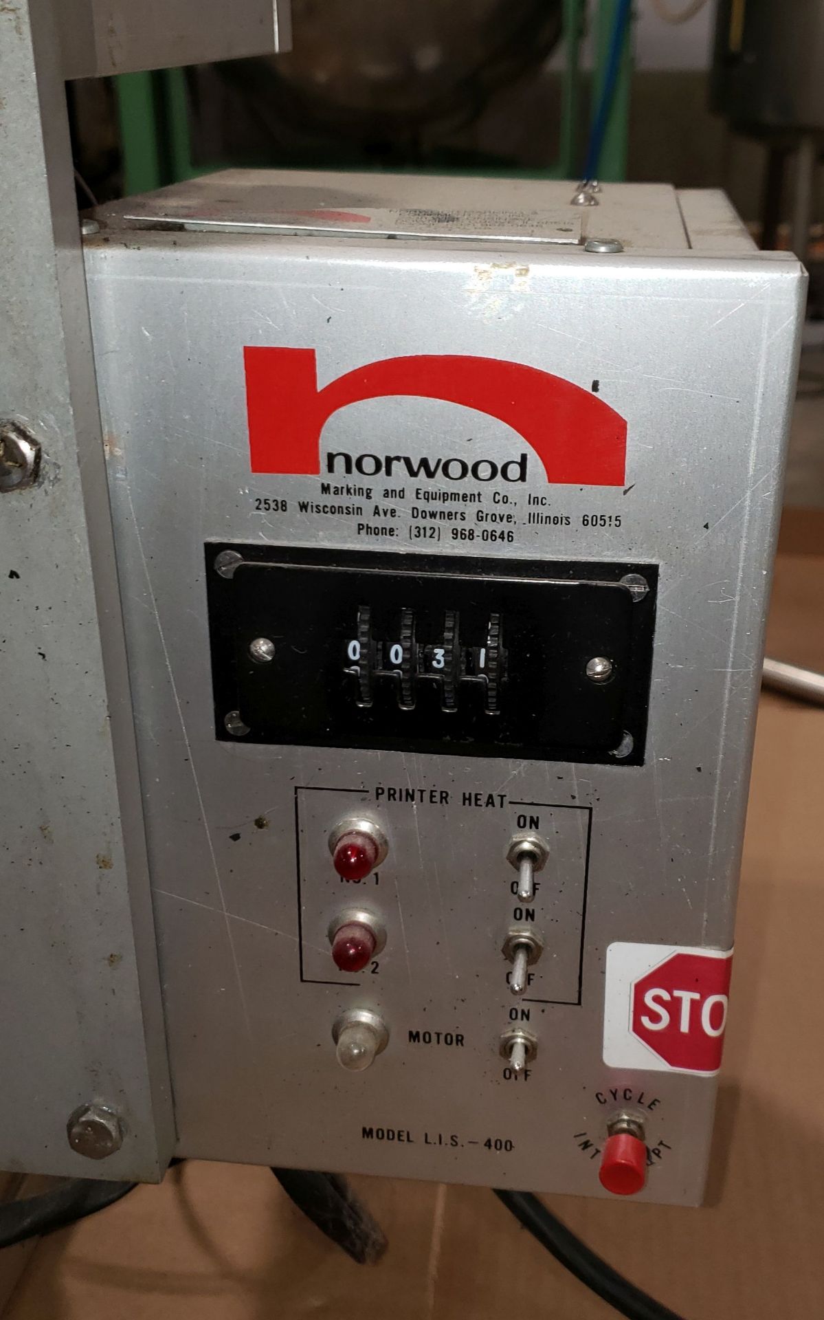 Norwood Hot Stamp Coding Machine Machine Serial #LIS ; Control Panel Model AKO-5 Serial #71114 110V - Image 6 of 11