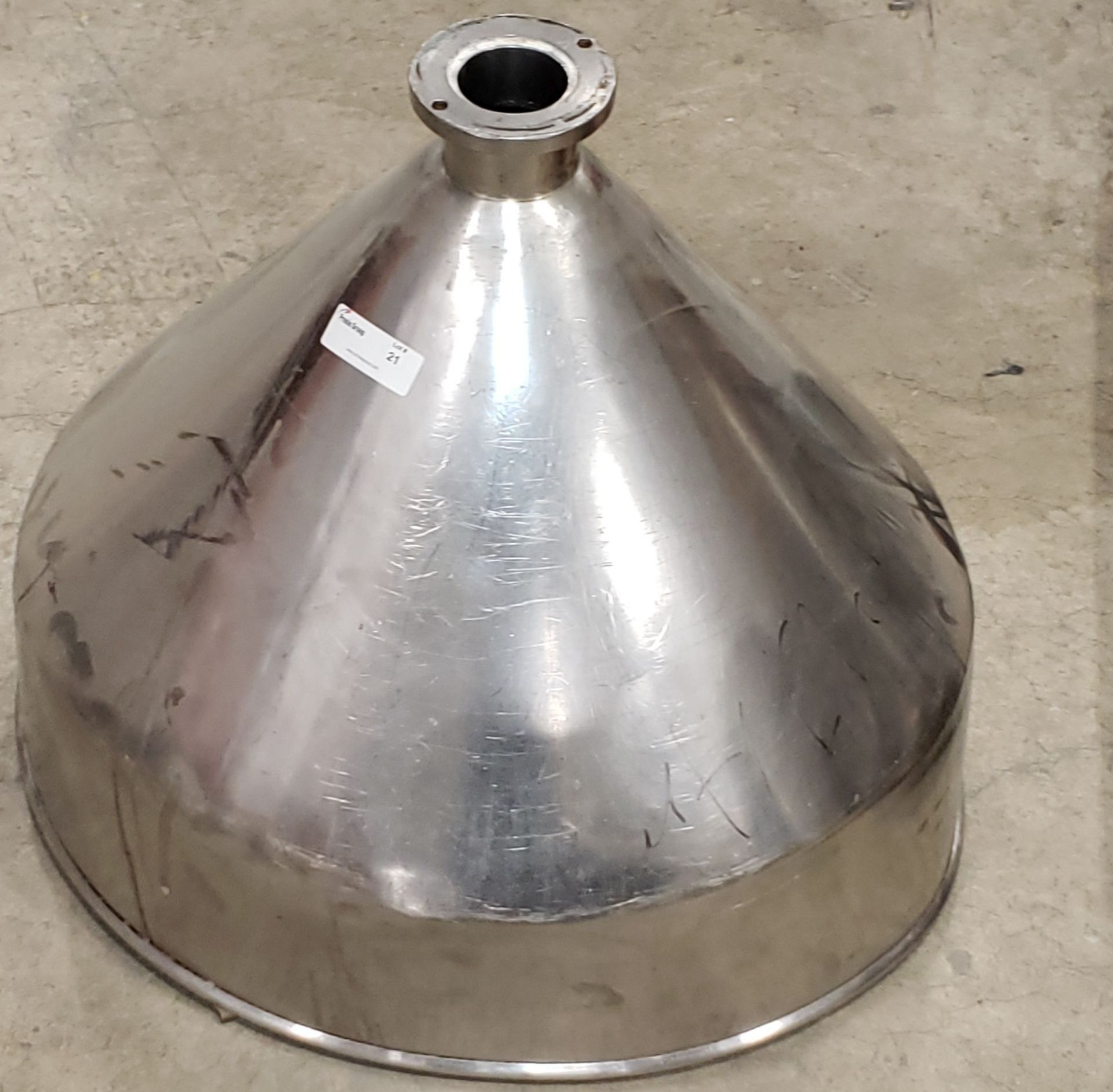 Stainless Steel Hopper 4-1/4 flange 23-1/2" opening x 22" deep