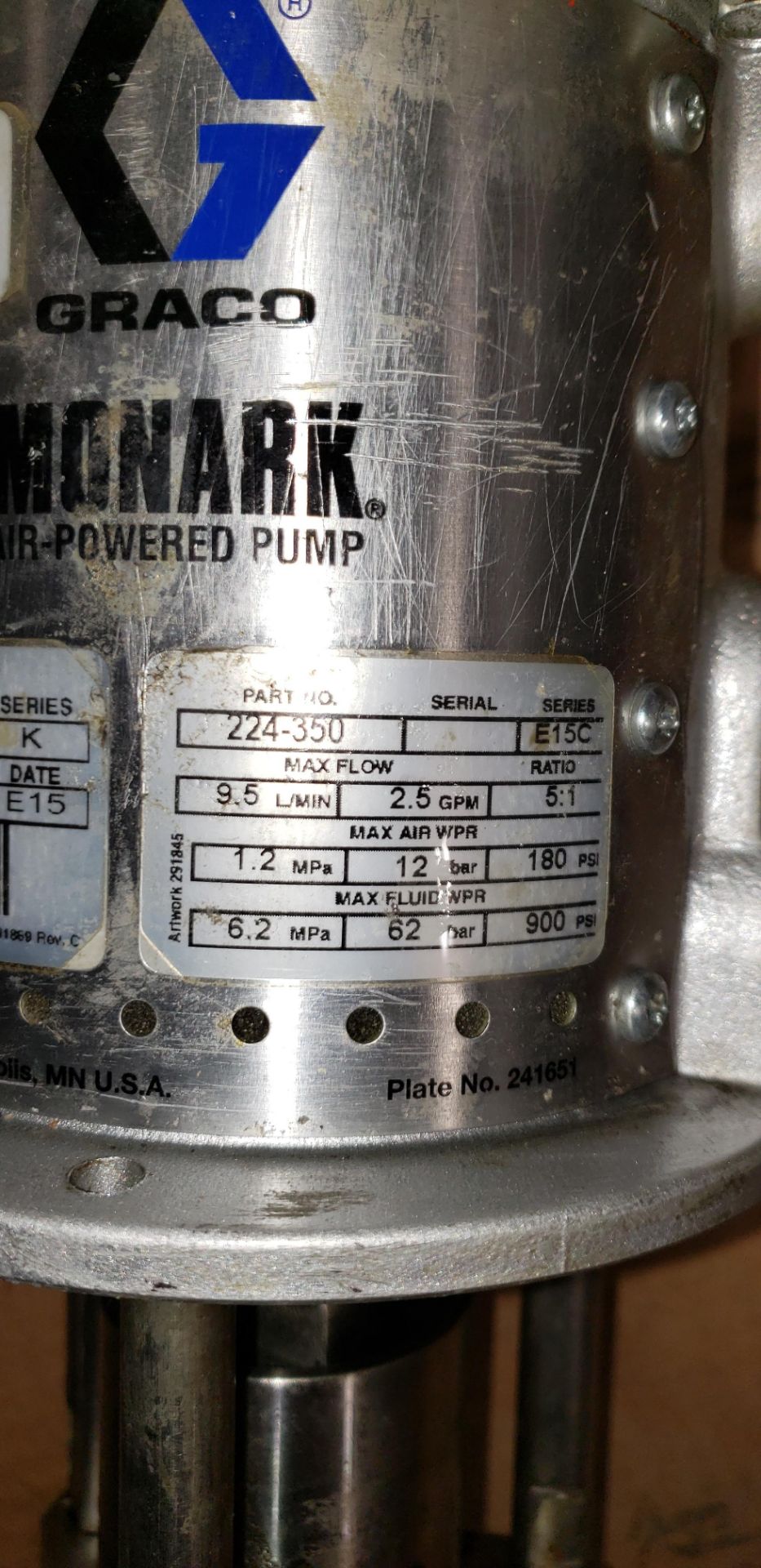 Graco Drum Pump AIR POWERED MODEL MONARK 9.5L/MIN MAX FLOW - Image 18 of 19