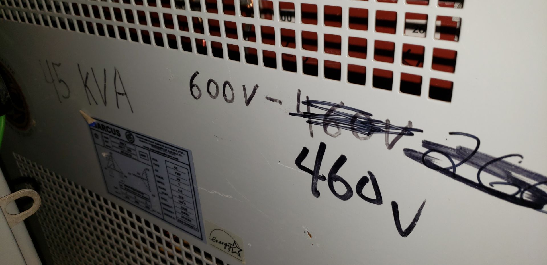 MARKUS Transformer 600V-460V 45KVA - Image 3 of 4