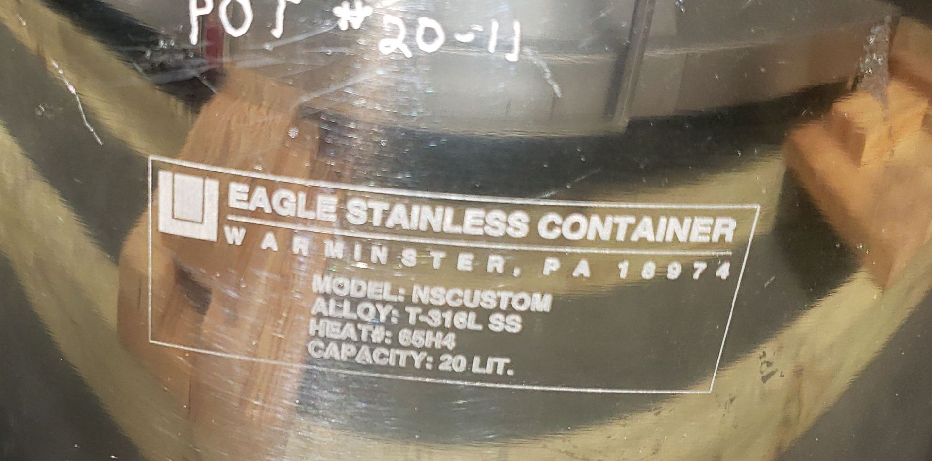 Eagle 20L Jacketed 316L Stainless steel tank - Image 4 of 4