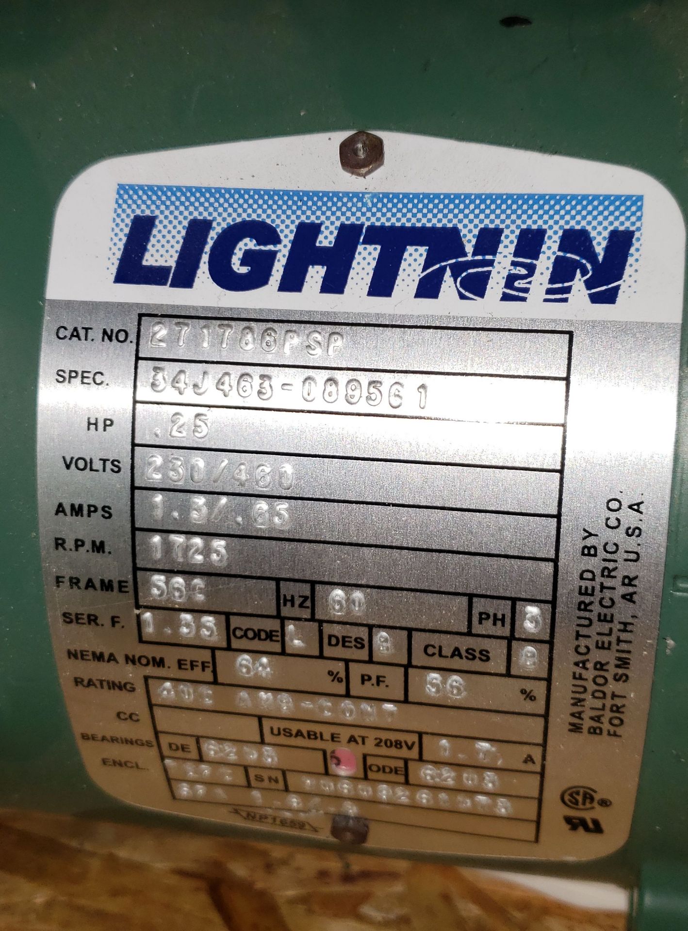 .25 hp Lightnin Mixer Motor, 230/460 volt - Image 3 of 3