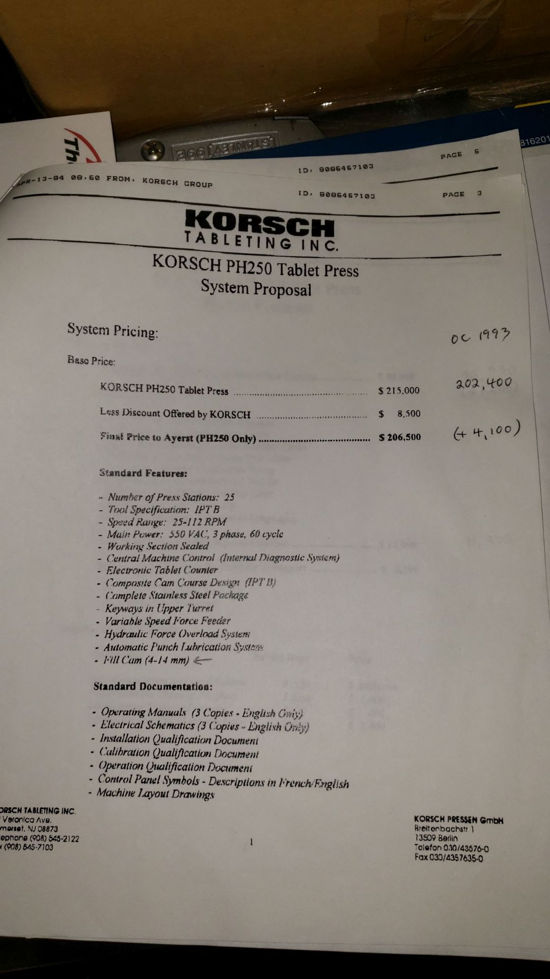 Korsch Pharmapress 250 Tablet Press, 25 station, rotary operation, single sided with force feeder, - Image 20 of 23