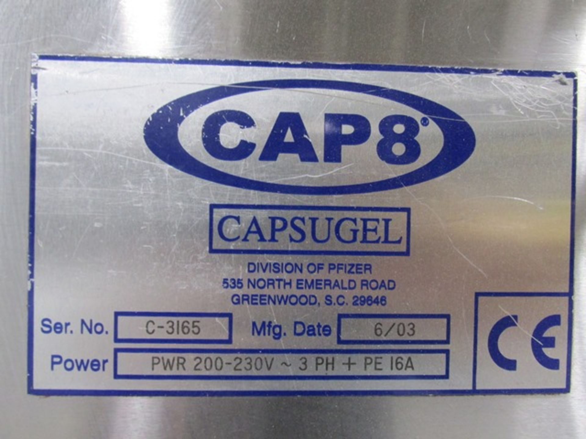 Capsugel CAP8 capsule filler including capsule feed hopper and product hopper. Unit comes with one - Image 20 of 20