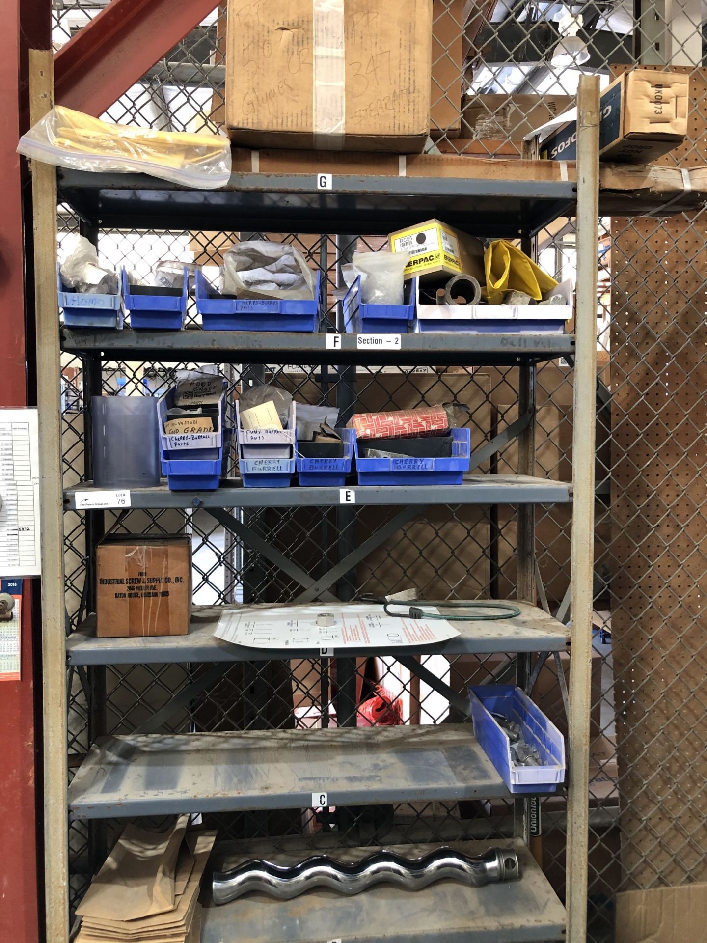 Maintenance Spares Lot: (2) Sections Of Light Duty Industrial Shelving and Contents