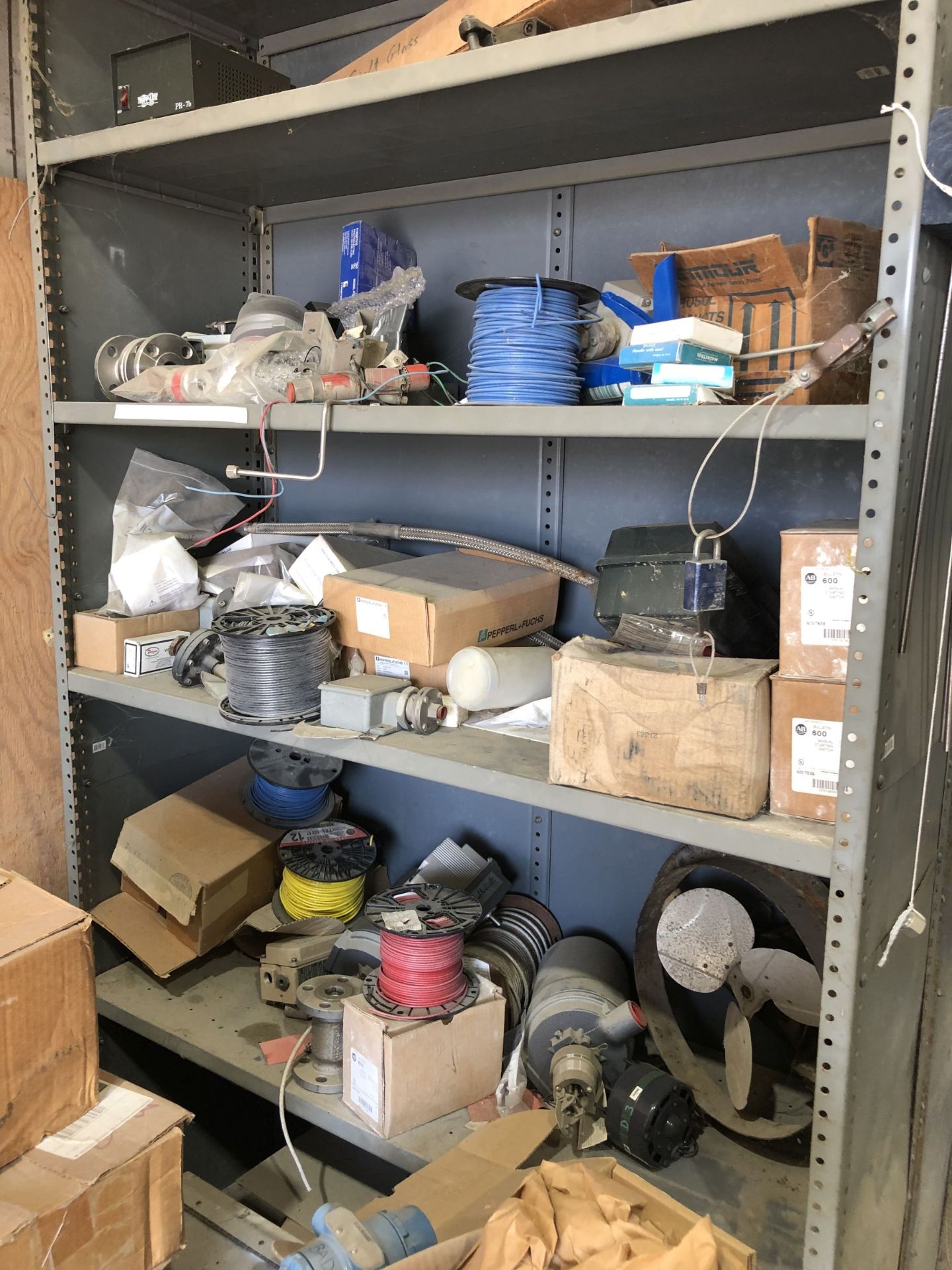 Remaining Contents of Supplies Room Including But to: (15) Light Duty Industrial Shelving Racks,