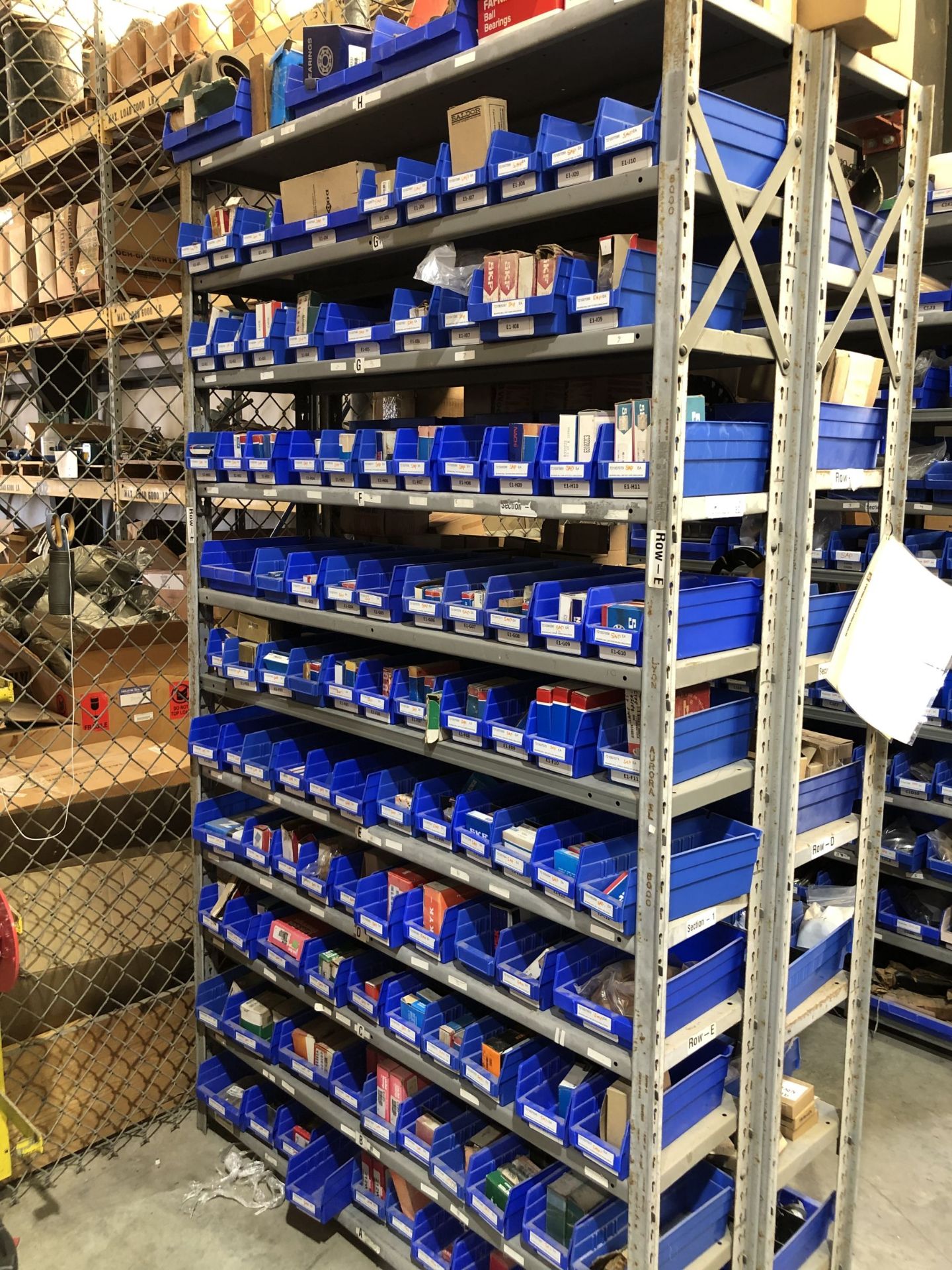 Maintenance Spares Lot: (2) Sections Of Light Duty Industrial Shelving and Contents