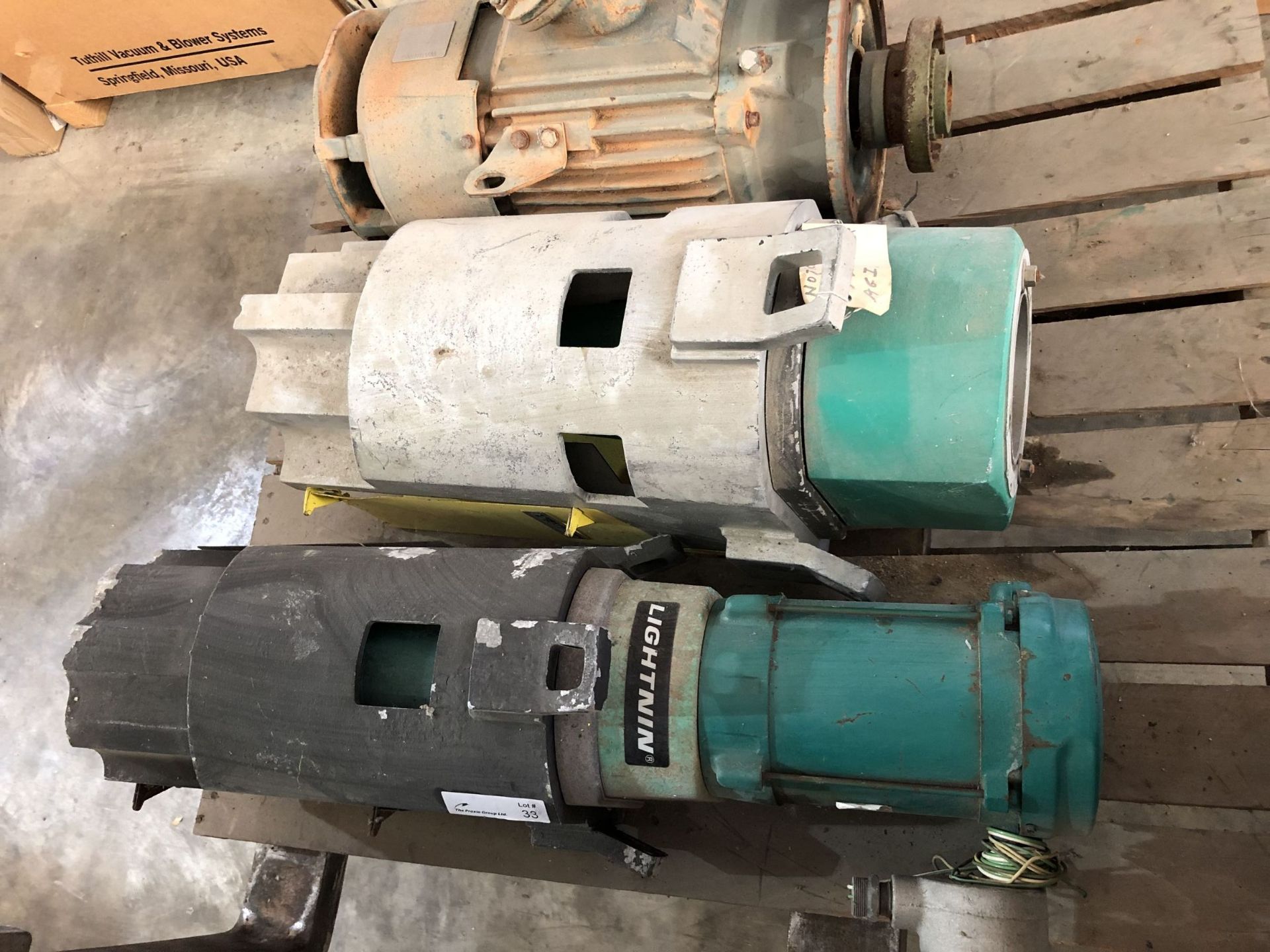 (2) Lightnin Mixer Heads, (1) With Reliance Model P21C13480F 7.5HP Electric Motor, 230/460V 3ph,