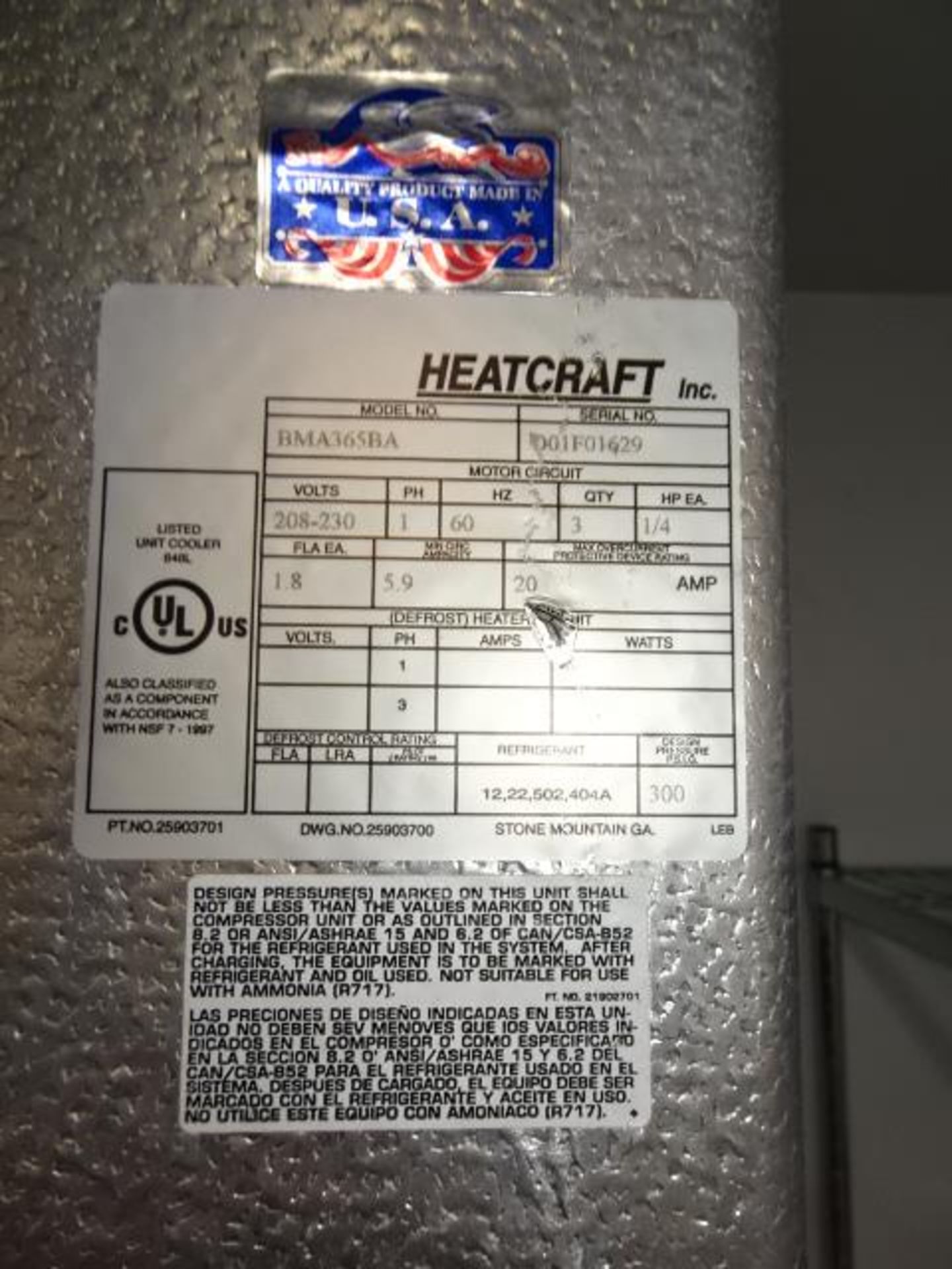 Welbilt Delfield 36' x 36' Walk In Refrigerator With (2) BOHN Model BMA365BA Cooling Units - Image 10 of 17