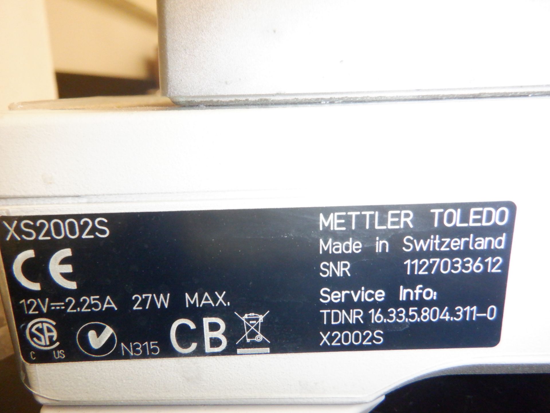 Mettler Toledo Lab Balance, Model XS2002S. Max 2100g d=0.01g - Image 2 of 2