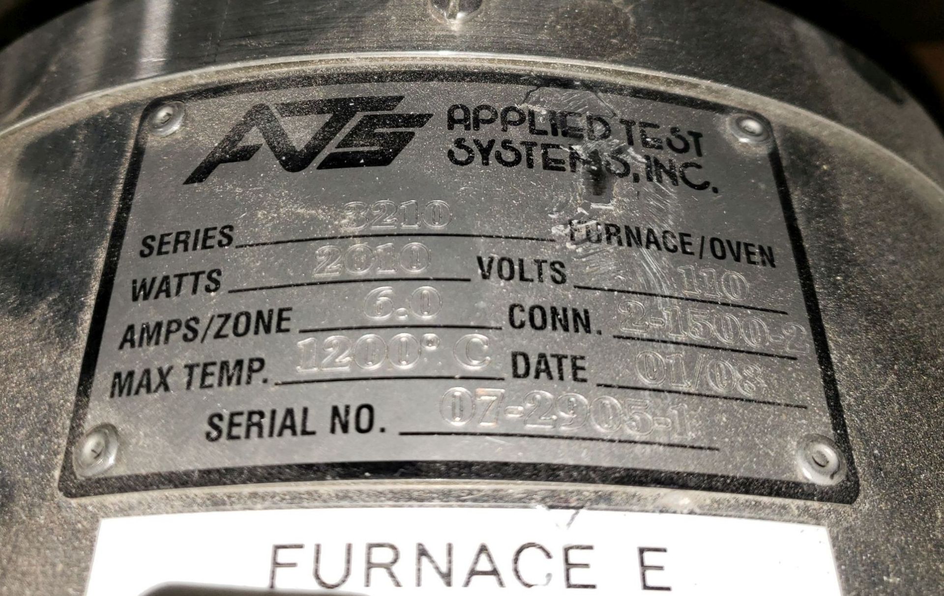 Used Applied Test Systems 3210 SPLIT TUBE FURNACE 2010 WATTS MAX TEMP 1200ºC, serial# 07-2905-1, - Image 7 of 9