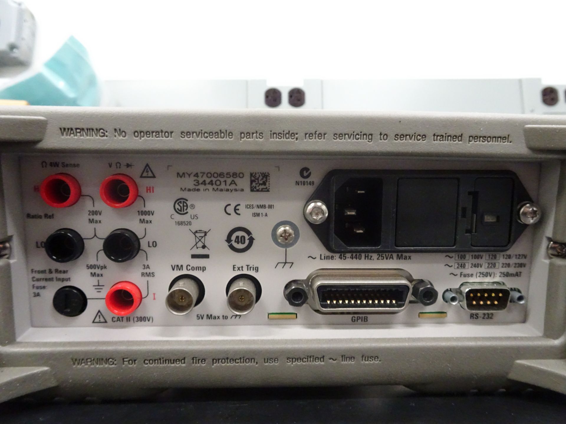 Agilent Model 34401A 6 1/2 Digit Digital Multimeter, sn MY47006580, With Manual and Associated - Image 5 of 5